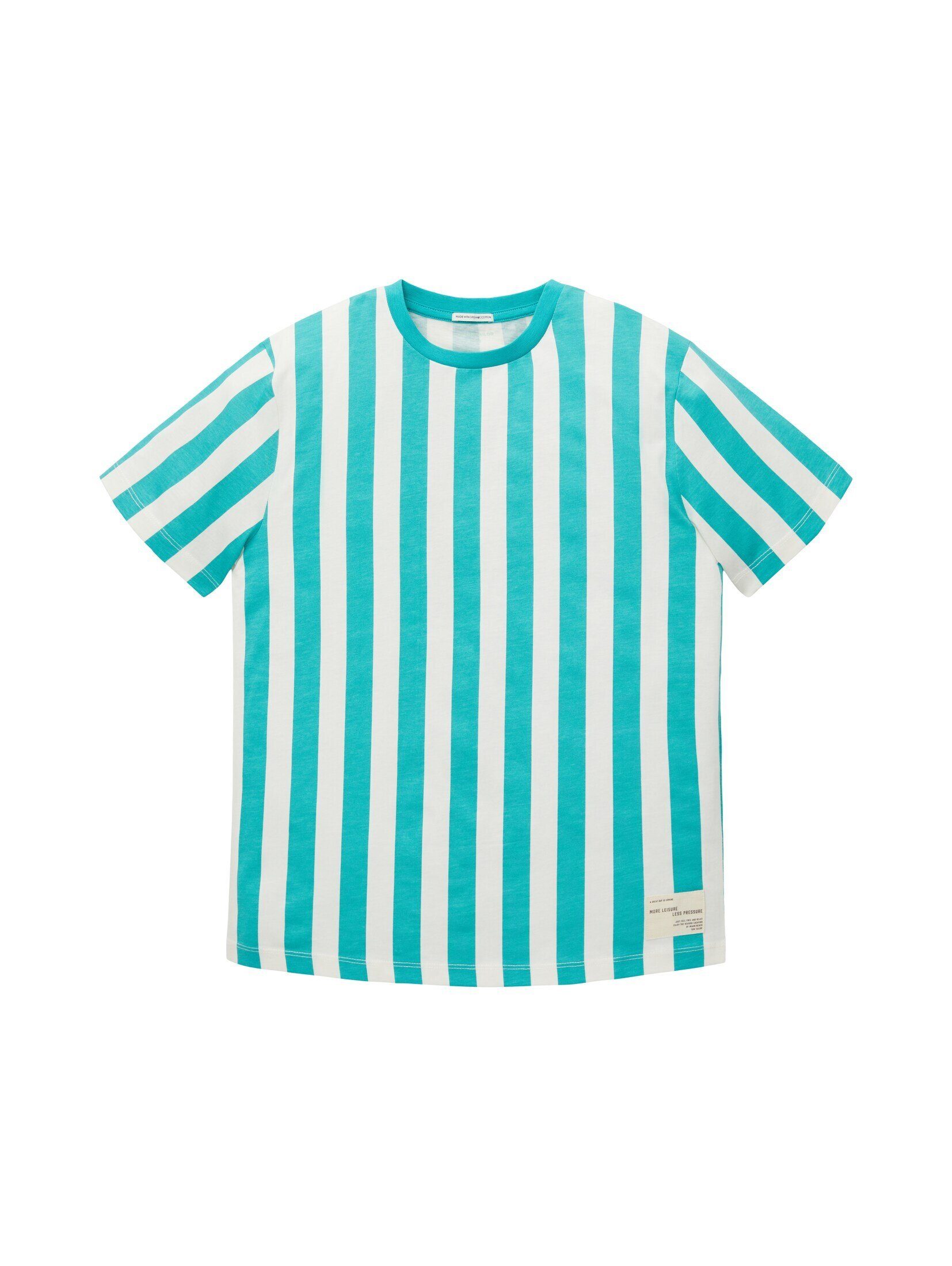 T-Shirt TAILOR T-Shirt vertical stripe TOM Gestreiftes green beige
