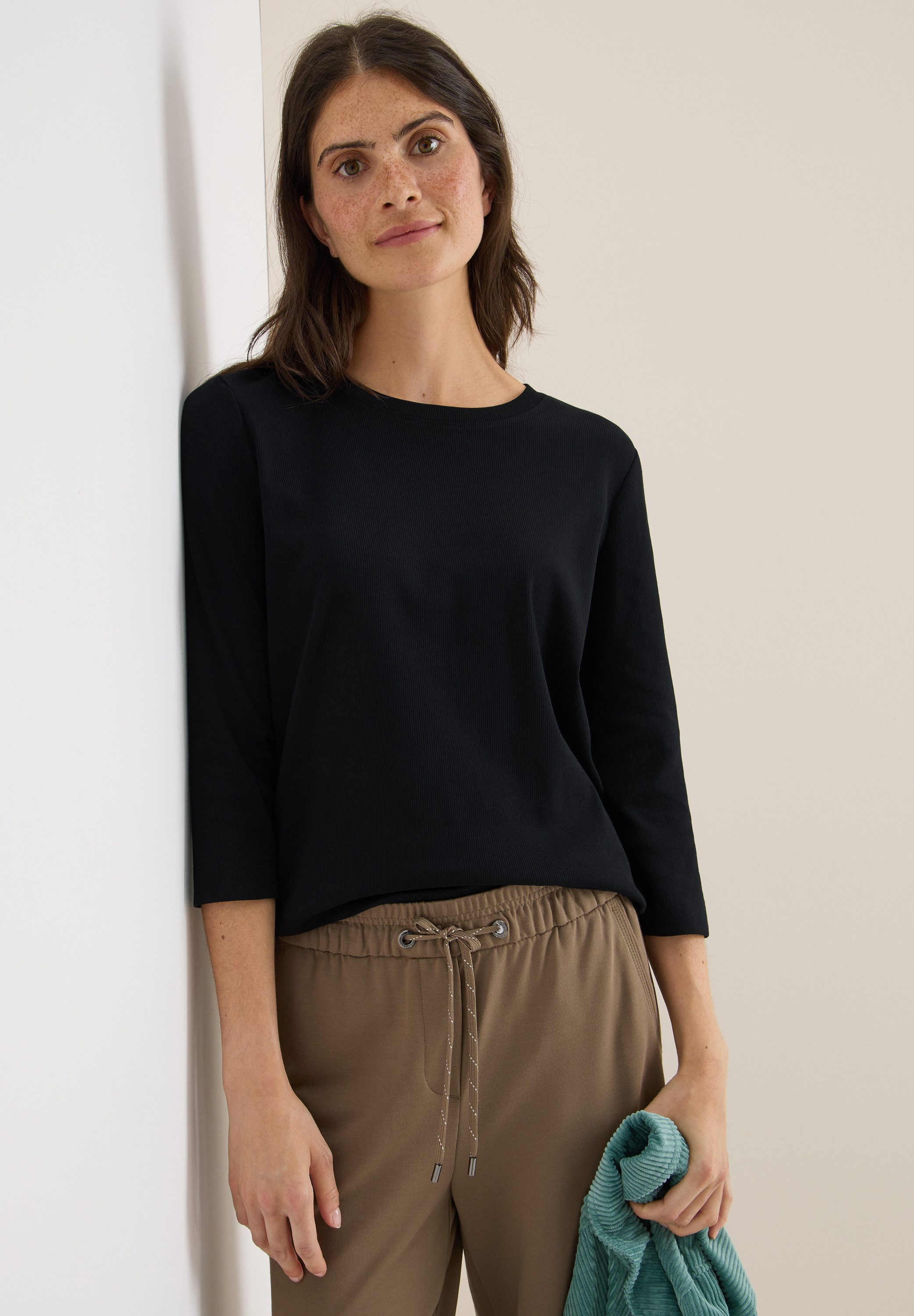 CECIL Rundhalsshirt aus Baumwolle mit Stretchante