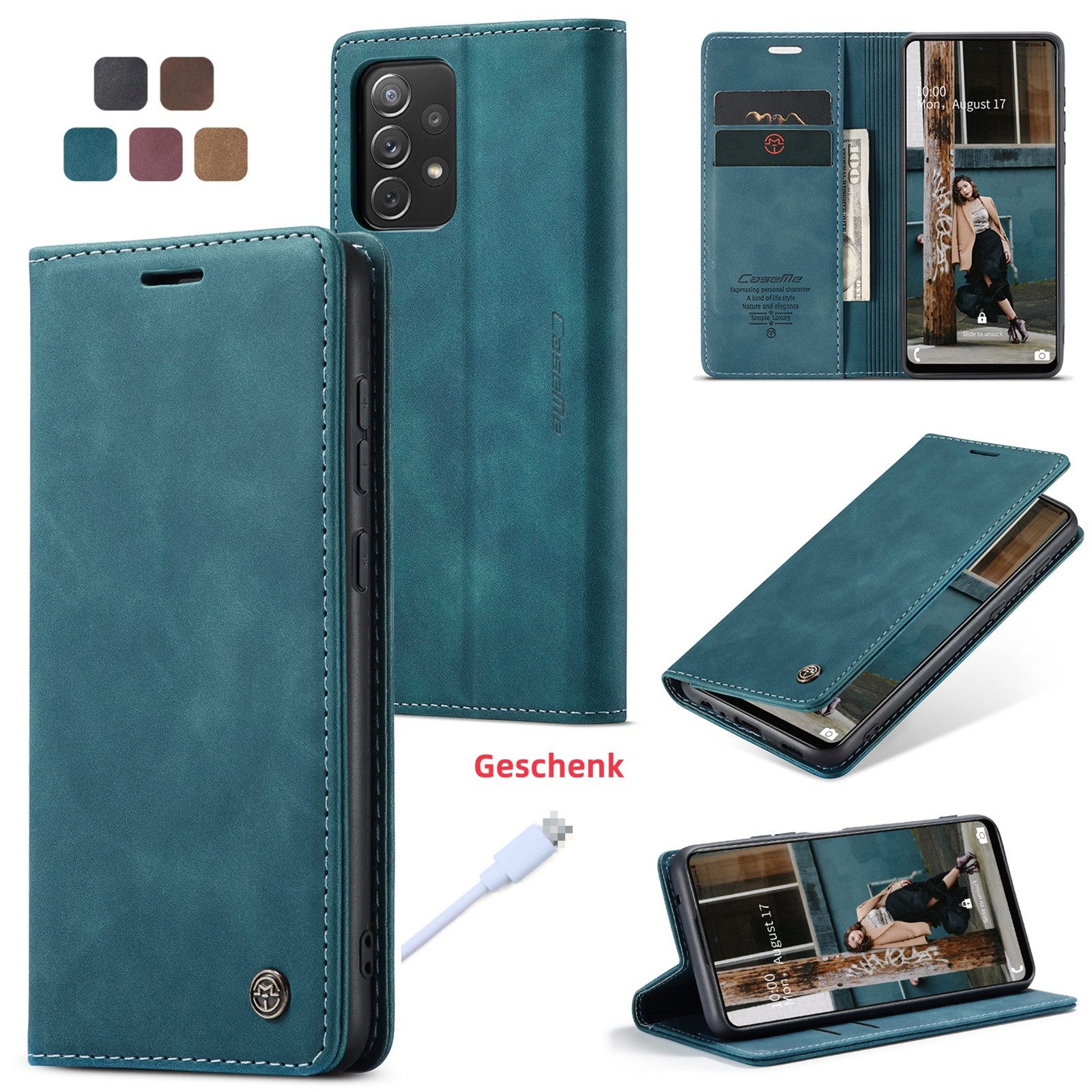 trends for living Handyhülle Leder Handy Hülle Tasche Cover für Samsung Modelle Klapp Case Etuis