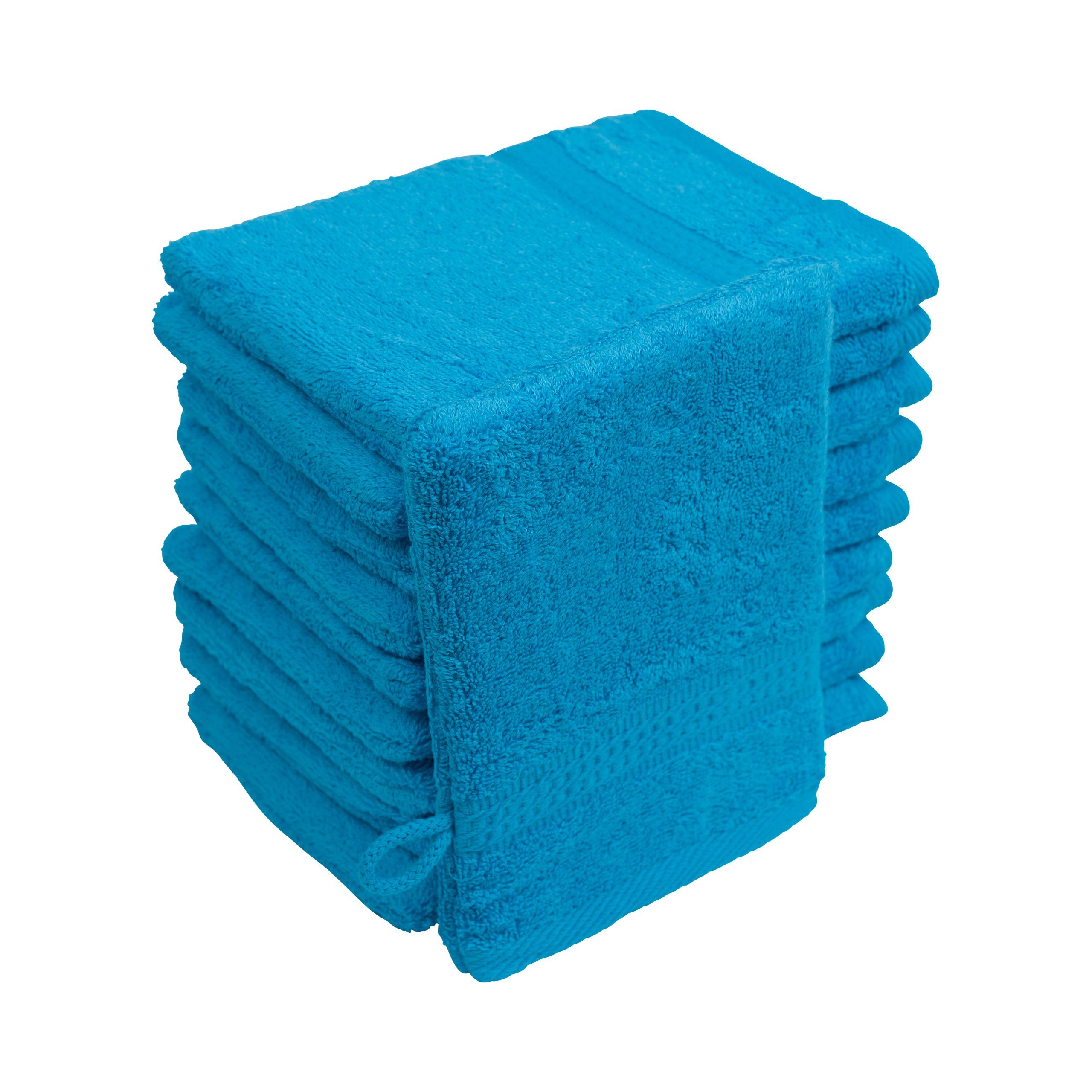 Hometex Farben Set praktischen Textiles 10er in Premium im Waschhandschuh verschiedenen vielen Petrol & Waschhandschuh