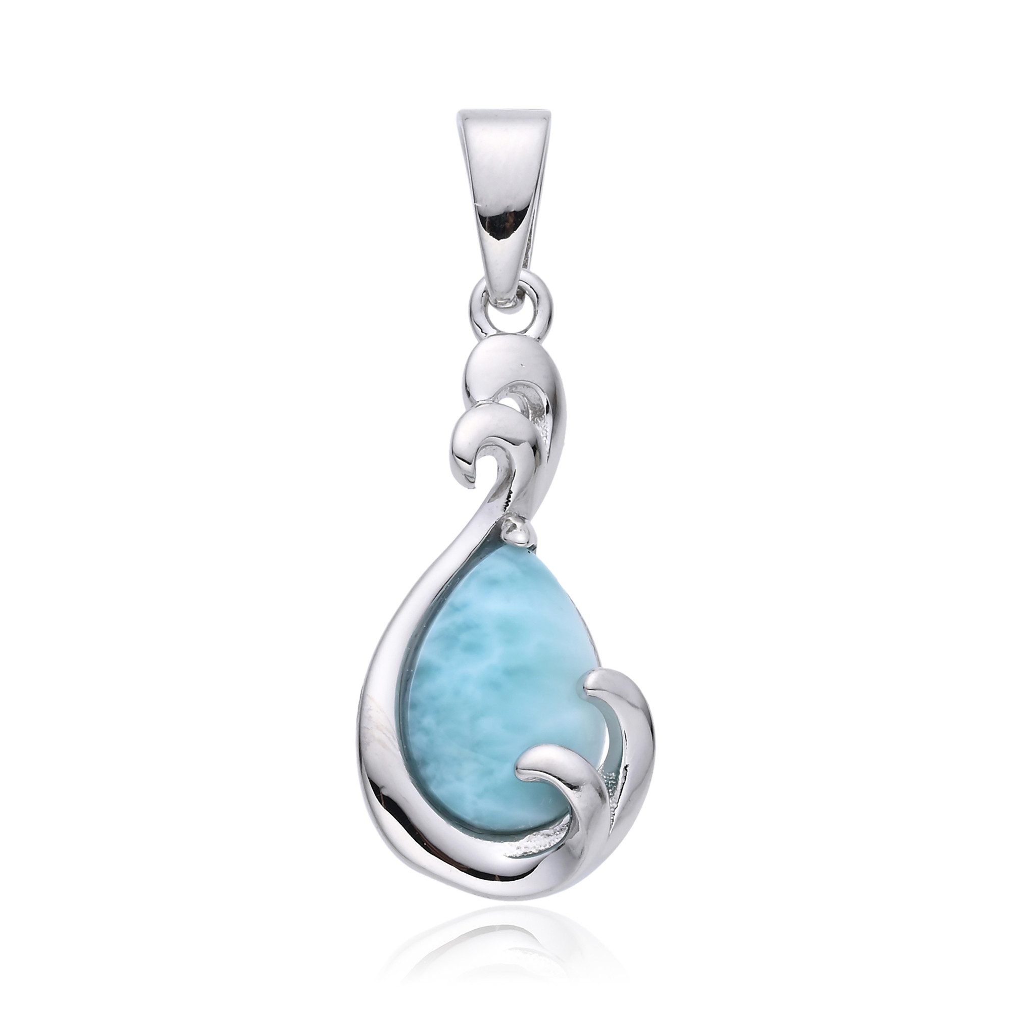 Cavill Kettenanhänger Larimar Tropfen 1,9 ct Silberanhänger 925 Sterlingsilber Blau (1-tlg)
