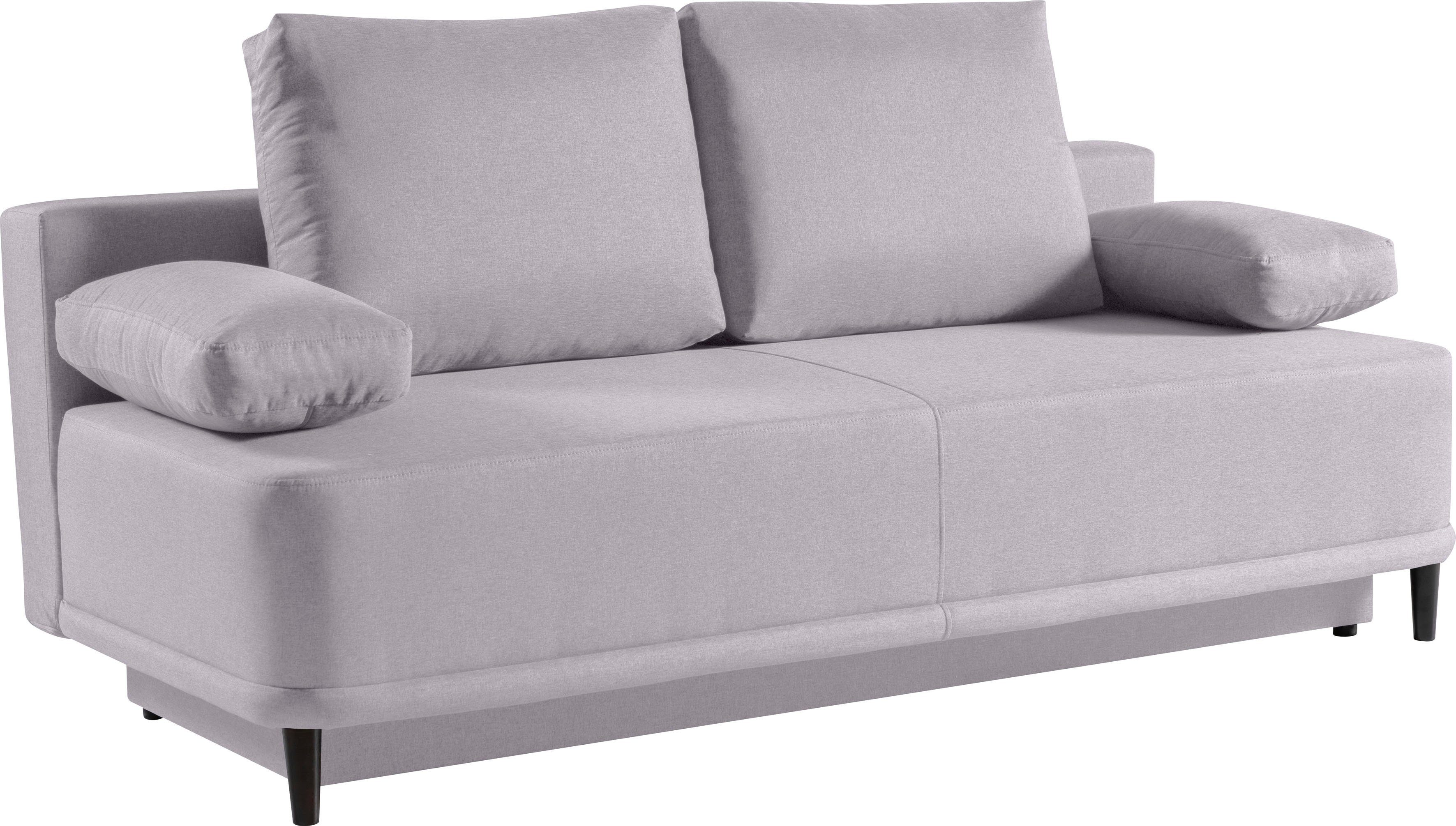WERK2 Schlafsofa Street, 2-Sitzer Sofa Silber mit Bettkasten Federkern und Silber | | Silber & Schlafcouch