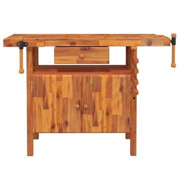 vidaXL Werkbank Werkbank mit Schubladen Schraubstöcken 124x52x83 cm Akazienholz, (1-tlg)