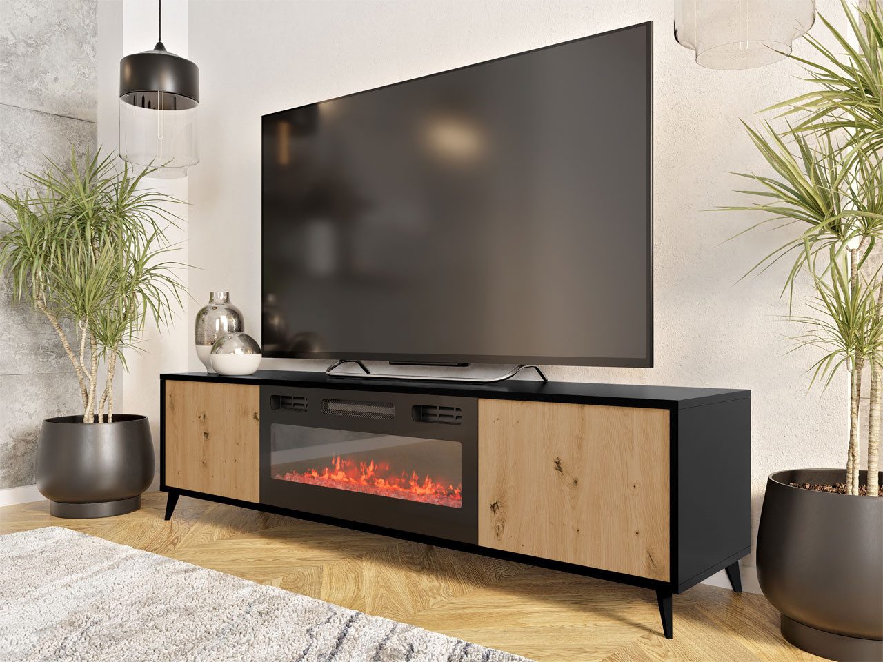MIRJAN24 TV-Schrank Ovessi EF mit Kamin günstig online kaufen