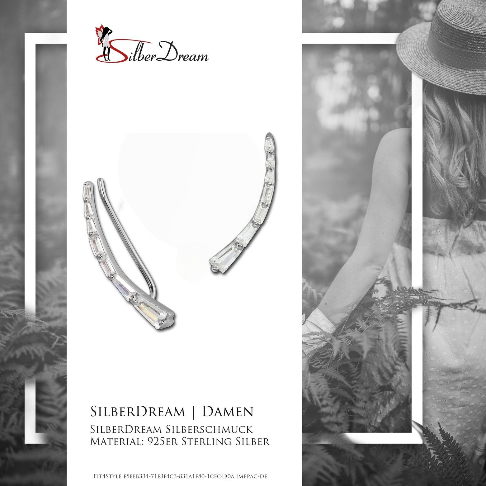 SilberDream Paar Ohrklemmen SilberDream weiß Ear Cuff Ohrringe (Ohrklemme), Damen Ohrklemme Ear Cuff längliche Zirkonias 925 Sterling Silber, weiß
