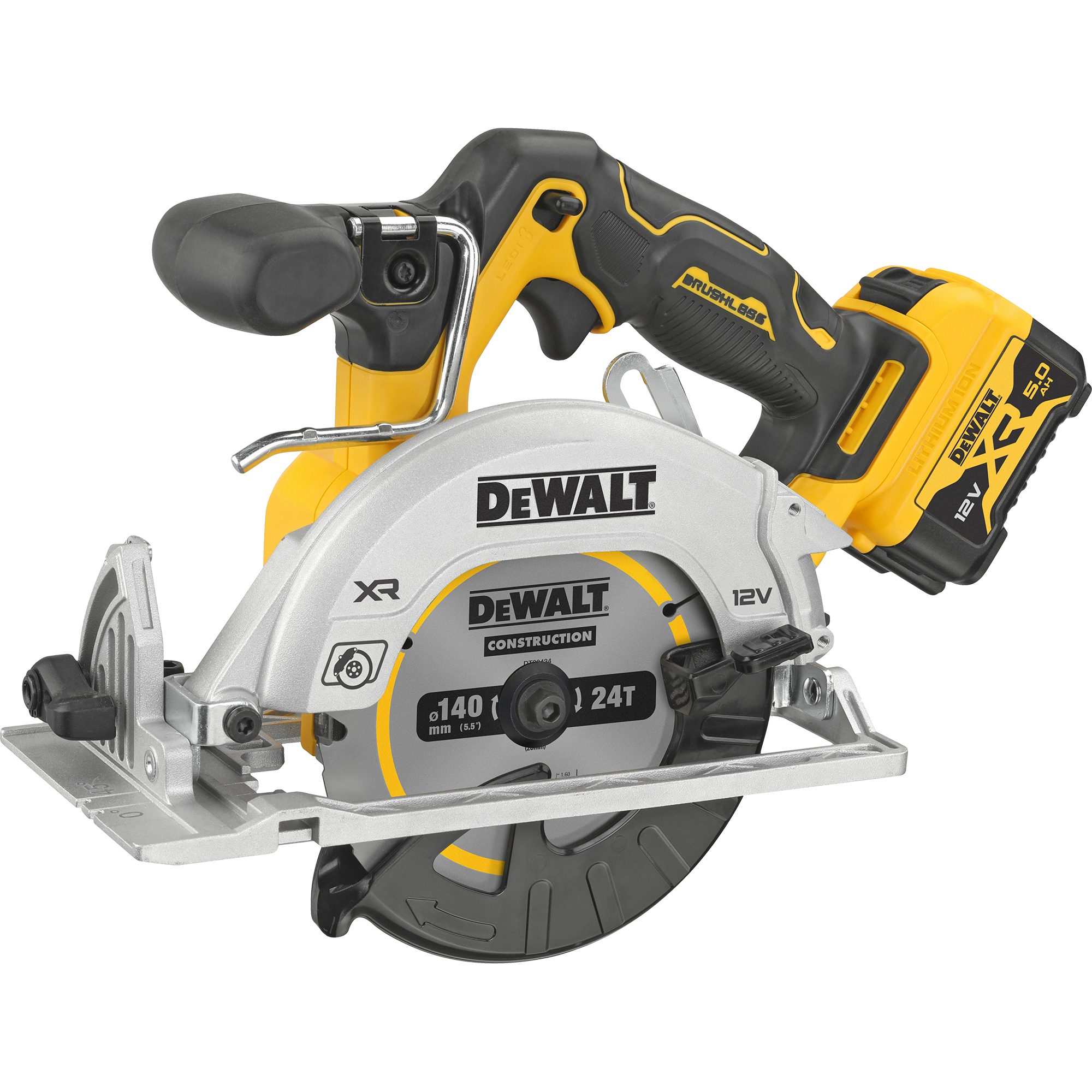 DeWalt Handkreissäge DEWALT Akku-Handkreissäge DCS512P2, 12Volt, (2x Li-Ion XR Akku 5Ah, in, 2x Li-Ion XR Akku 5Ah, in TSTAK Box