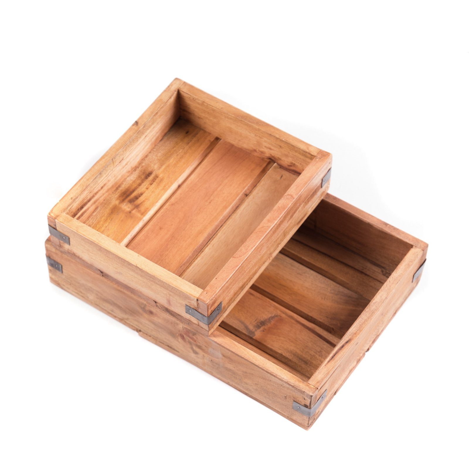 DESIGN DELIGHTS Aufbewahrungsbox AUFBEWAHRUNGSKISTE "TRAYS", 2-teilig, Altholz massiv, Organizer