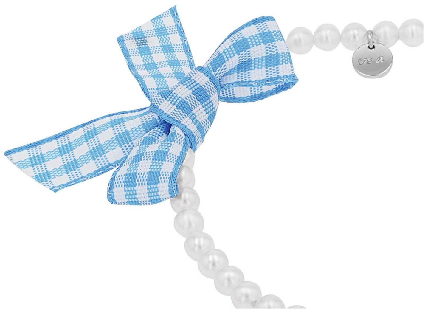 Amor Armband Herz/Schleife, Trachtenschmuck, Volksfest, mit Kristallglas - mit Muschelkernperle