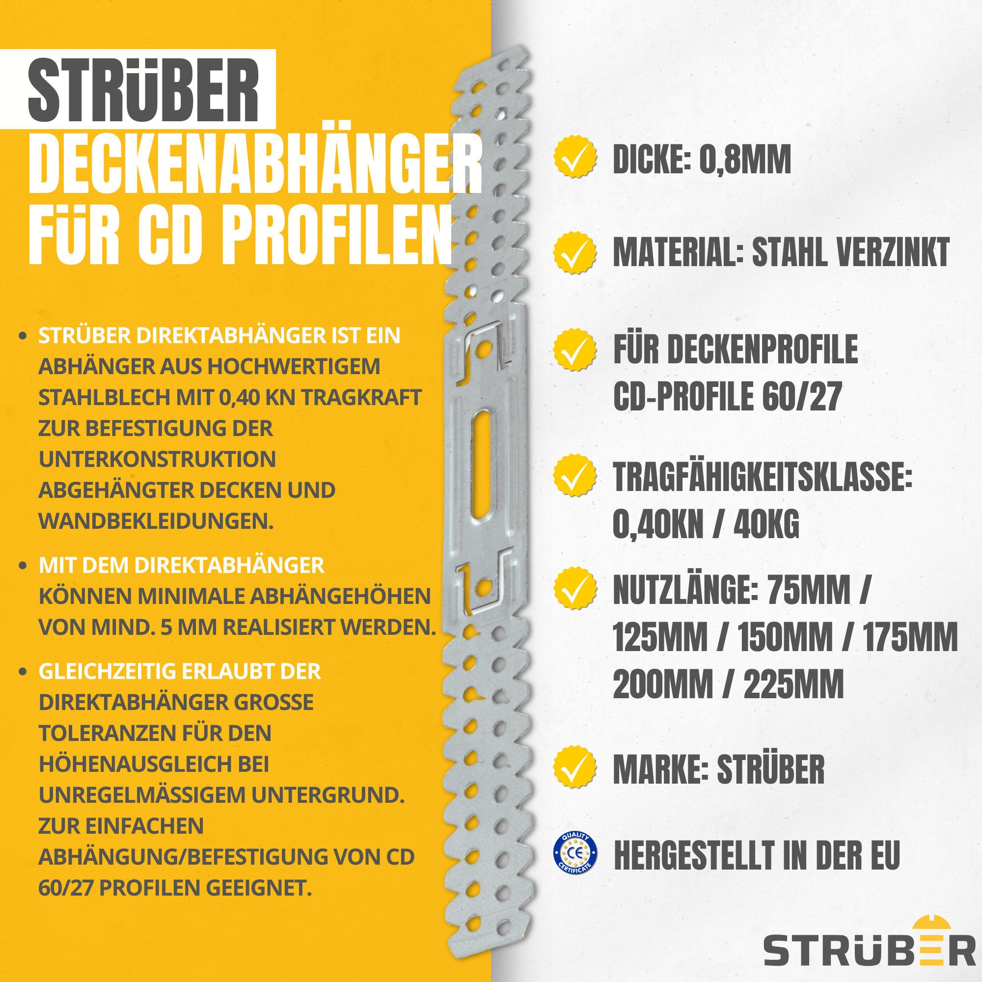 STRÜBER Deckenprofil Direktabhänger 75 / 125 günstig online kaufen
