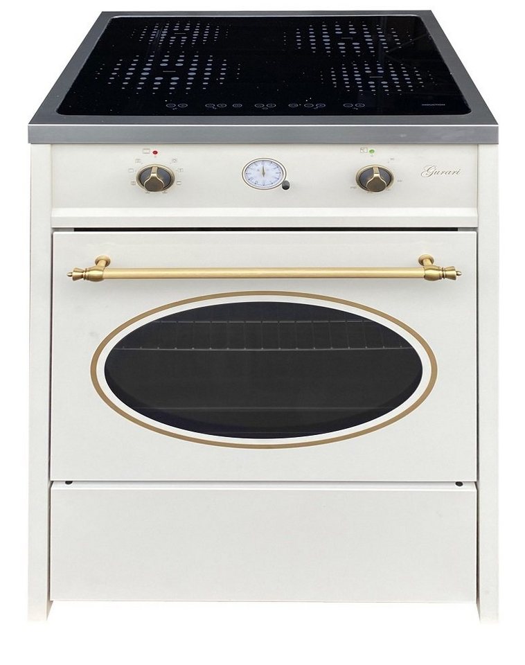 GURARI Induktions-Standherd GCH E 612 Cr r +Grillplatte, mit 1-fach- Teleskopauszug, Retro Induktions Standherd 60 cm/ 60 L+Grillplatte