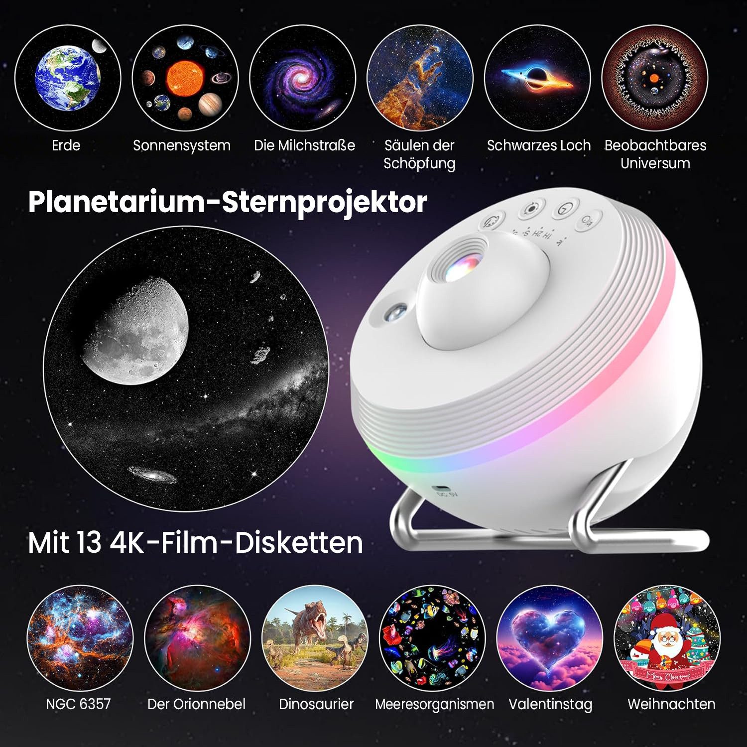 Fanttik LED-Sternenhimmel Sternenhimmel Projektor 13 in 1 Planetarium Galax günstig online kaufen