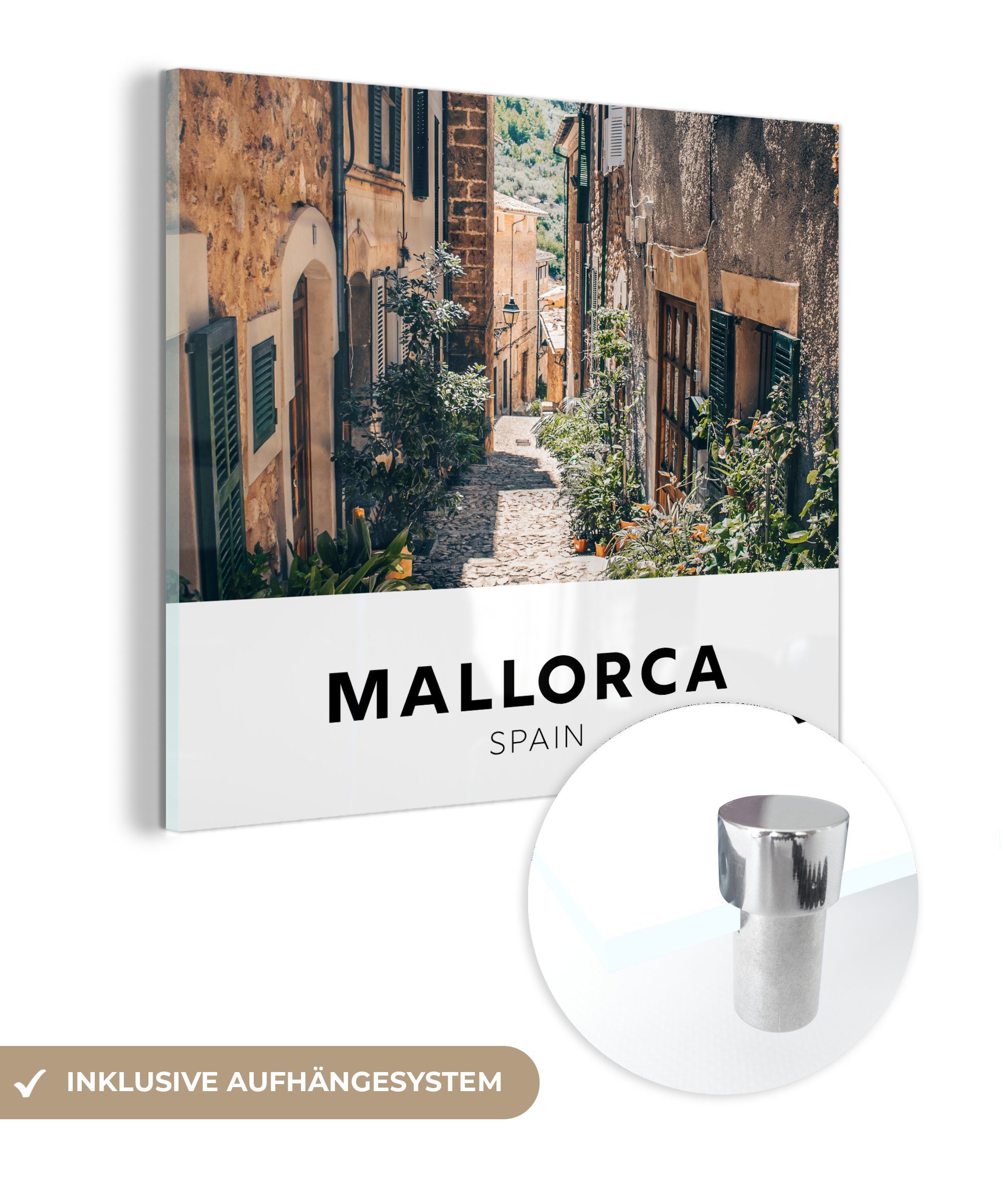 MuchoWow Acrylglasbild Mallorca - Spanien - Haus, (1 St), Glasbilder - Bilder auf Glas Wandbild - Foto auf Glas - Wanddekoration
