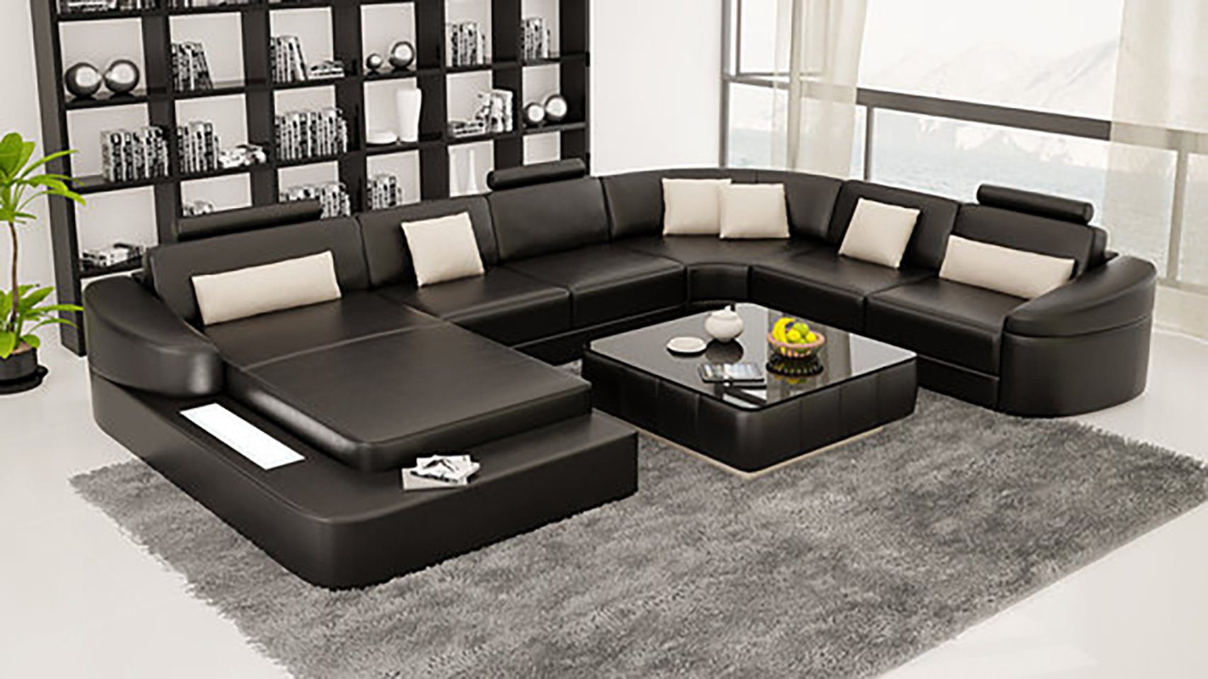 JVmoebel Ecksofa, Couchen Eck Sofas Leder U-Form Design Modern Sofa Couch Wohnlandschaft