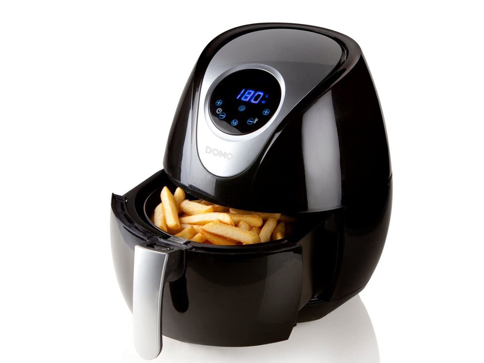 Domo Heißluftfritteuse, 1400 W, Kleine digitale 3,5L Fritteuse Pommes ohne Öl fettarm frittieren