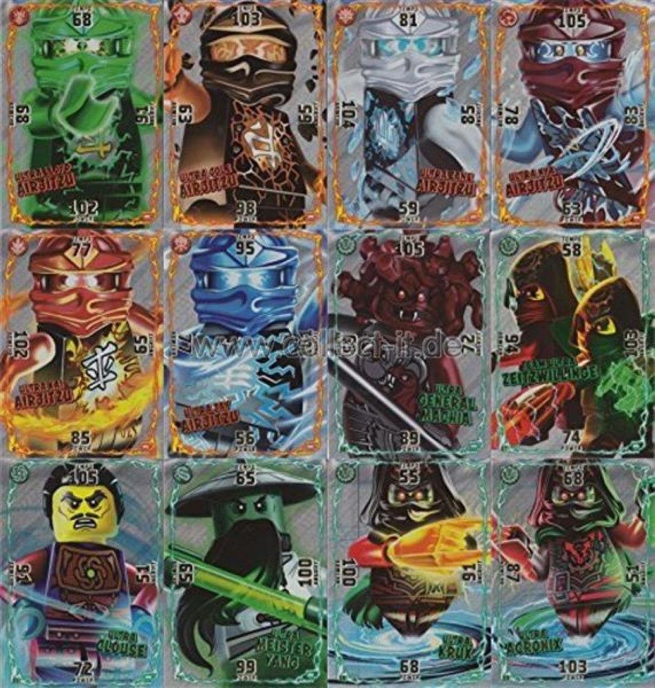 LEGO® Sammelkarte LEGO Ninjago 2 (Serie 2) Alle 12 Ultra Holo Karten - Deutsch