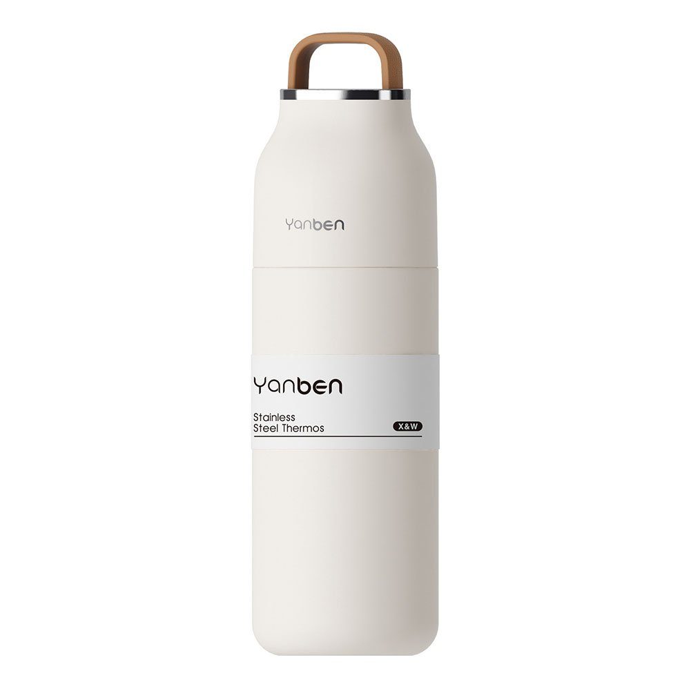 ErbseT Isolierflasche Weiß Thermoskanne - Edelstahl 350ml, Trinkflasche Auslaufsicher