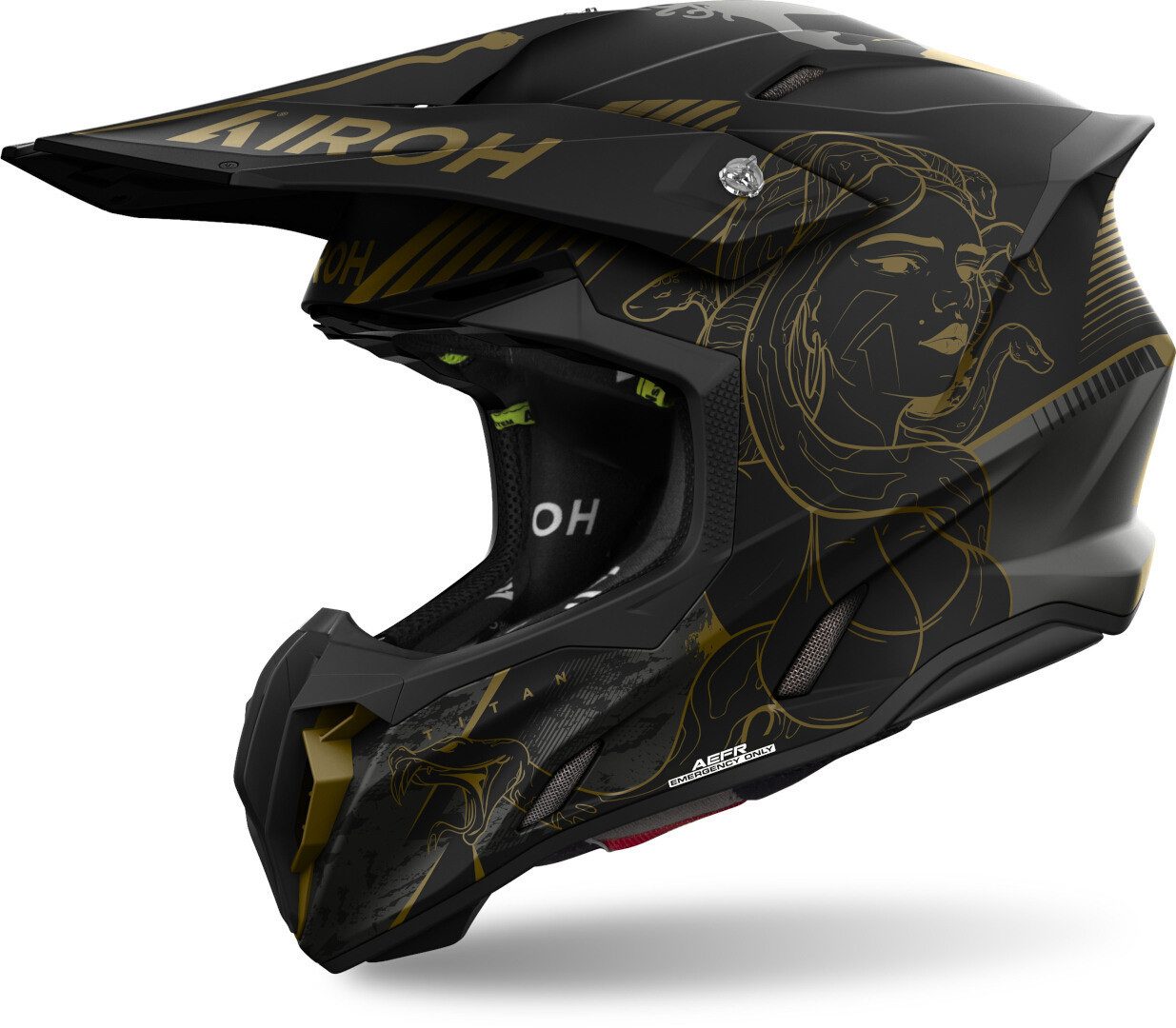 Airoh Motocrosshelm Twist 3 Titan Motocross Helm, vorbereitet für Kommunikationssystem,Notfallsystem-Polsterung (EQ