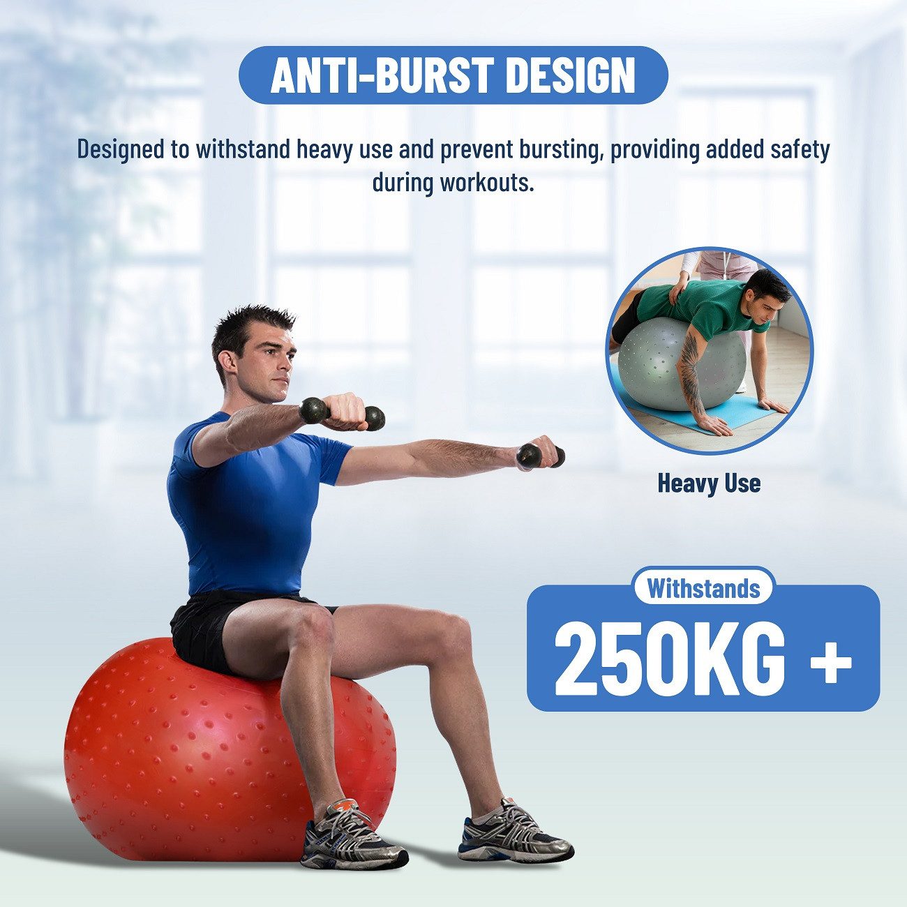 Endless Yogaball Gymnastikball groß, PVC Fitnessball mit Luftpumpe, platzsicher (Sowohl für Männer als auch für Frauen, Sowohl für Männer als auch für Frauen), Balance Ball Stuhl für Fitness Workout Stabilität Pilates