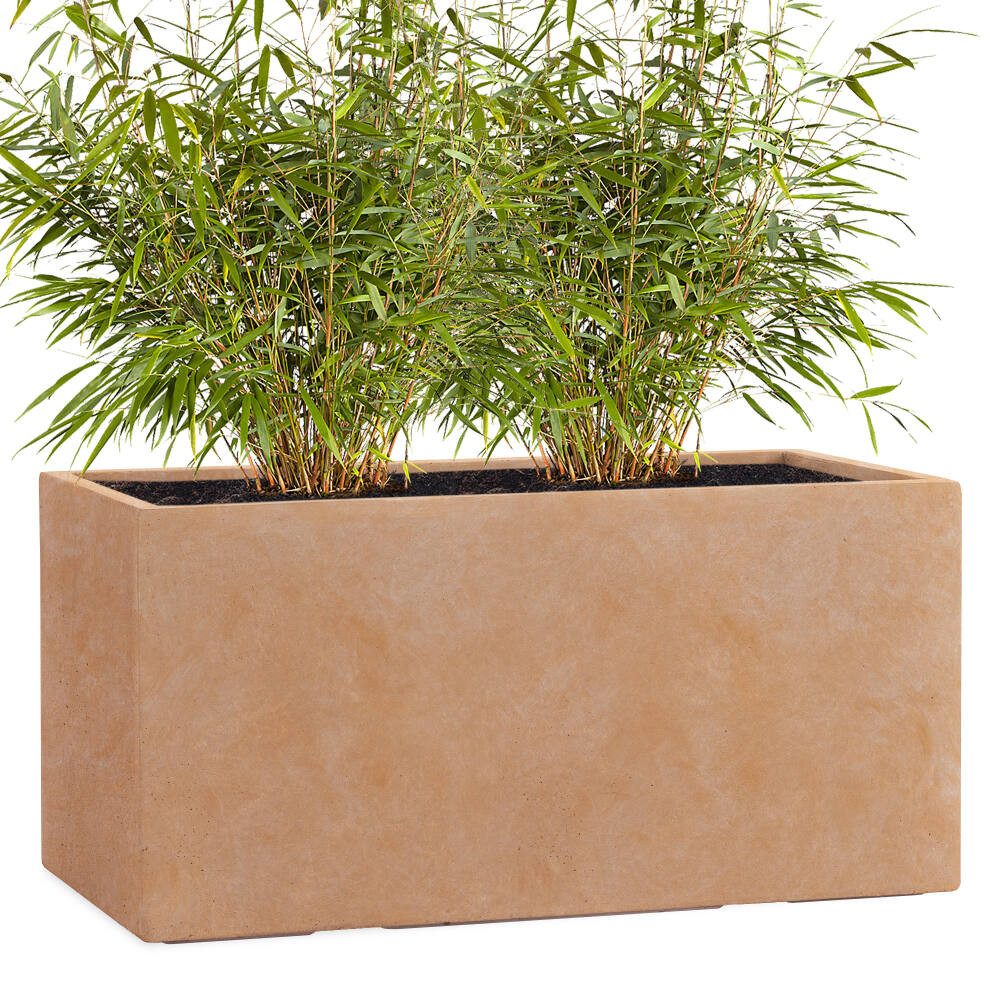 Pflanzwerk® Pflanzkübel TUB Premium Fiberglas Blumenkübel Frostbeständig mit Lotus-Effekt, Fiberglas - Handgefertigt - Rechteckig - Frostbeständig