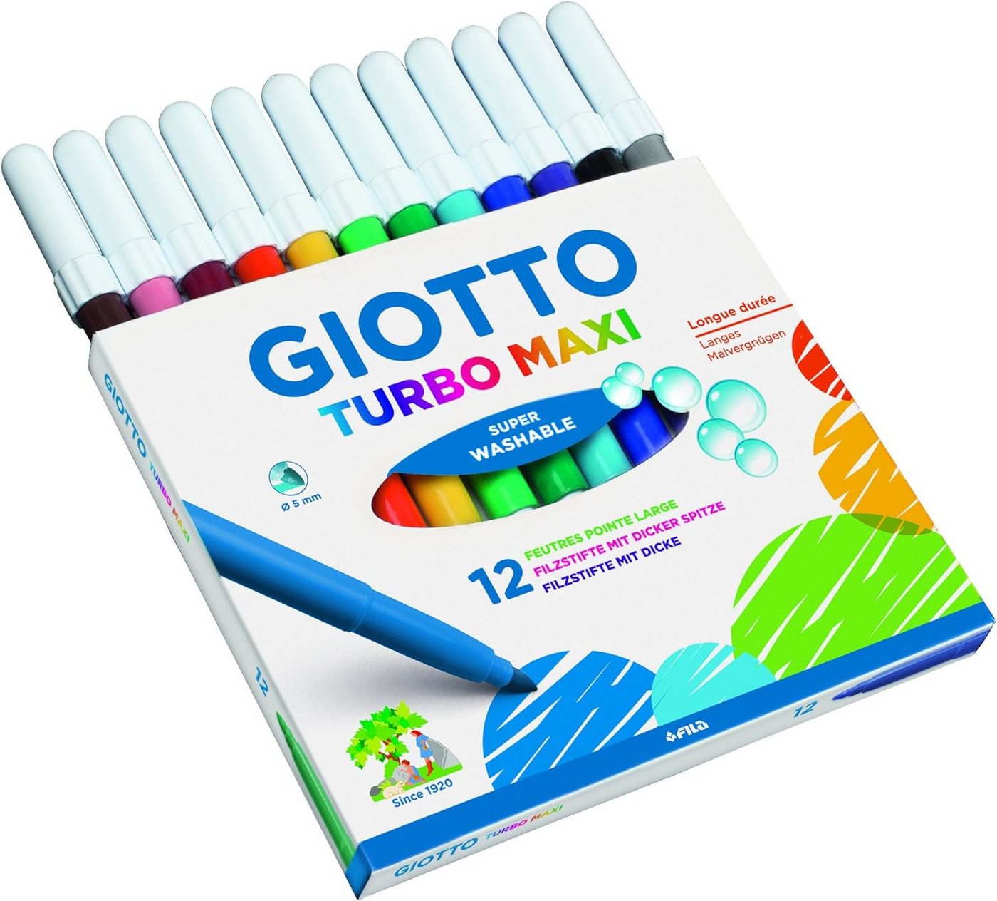 Thumbnail - GIOTTO Faserstift GIOTTO 0764 00 Turbo Maxi Fasermaler, 12er Pack, Mehrfarbig