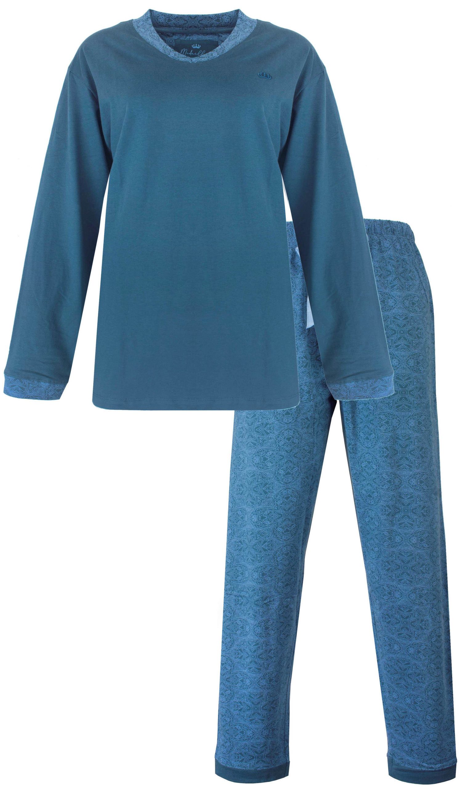 Medaillon Schlafanzug Modischer Damen Pyjama lang (2 tlg) Baumwolle