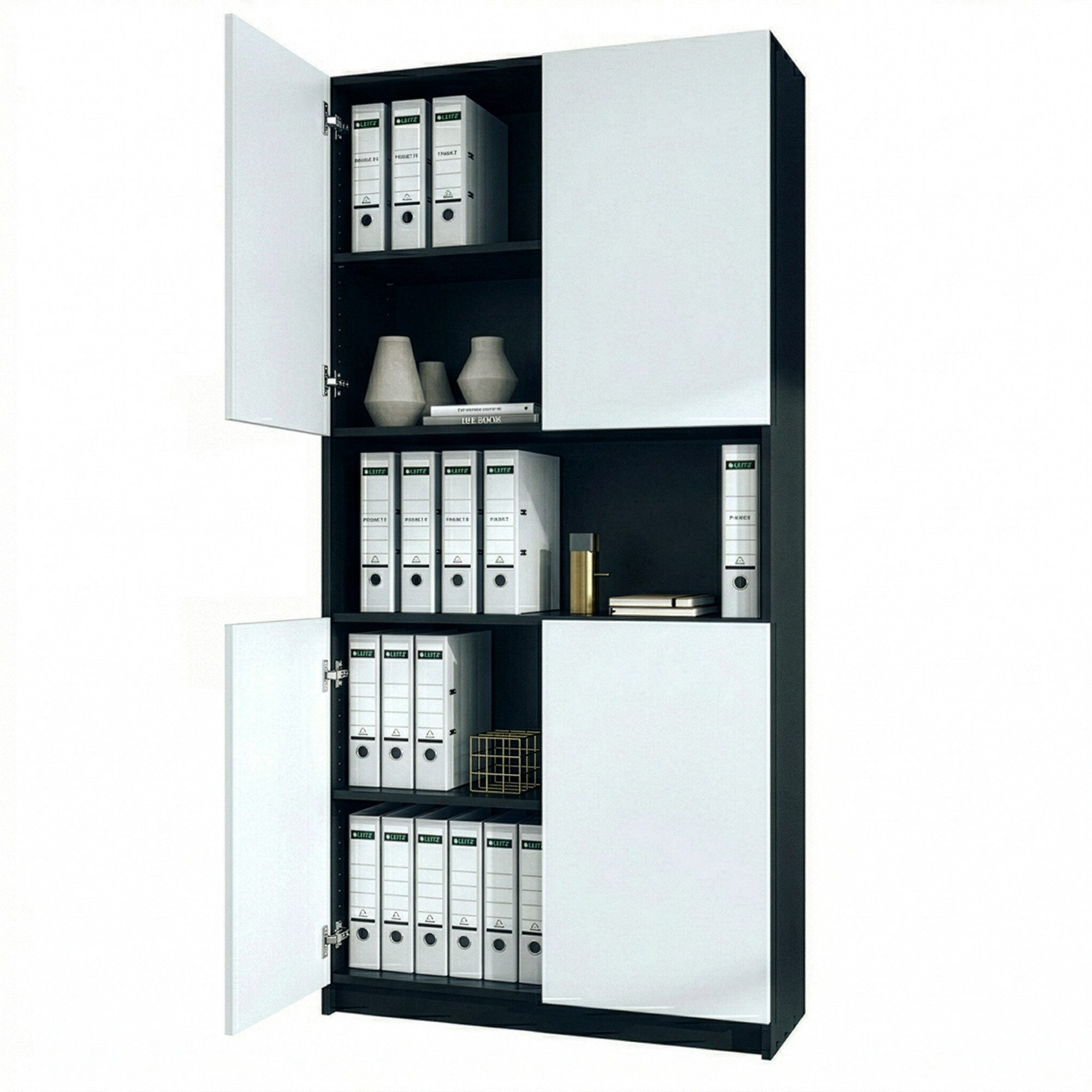 InnoFurn Aktenschrank Elona M2 Büroschrank (Ordnerschrank, Schrank für Büro, Home Office (82 x 184 x 37 cm) Aufbewahrungschrank mit Soft-Close & Push-to-Open