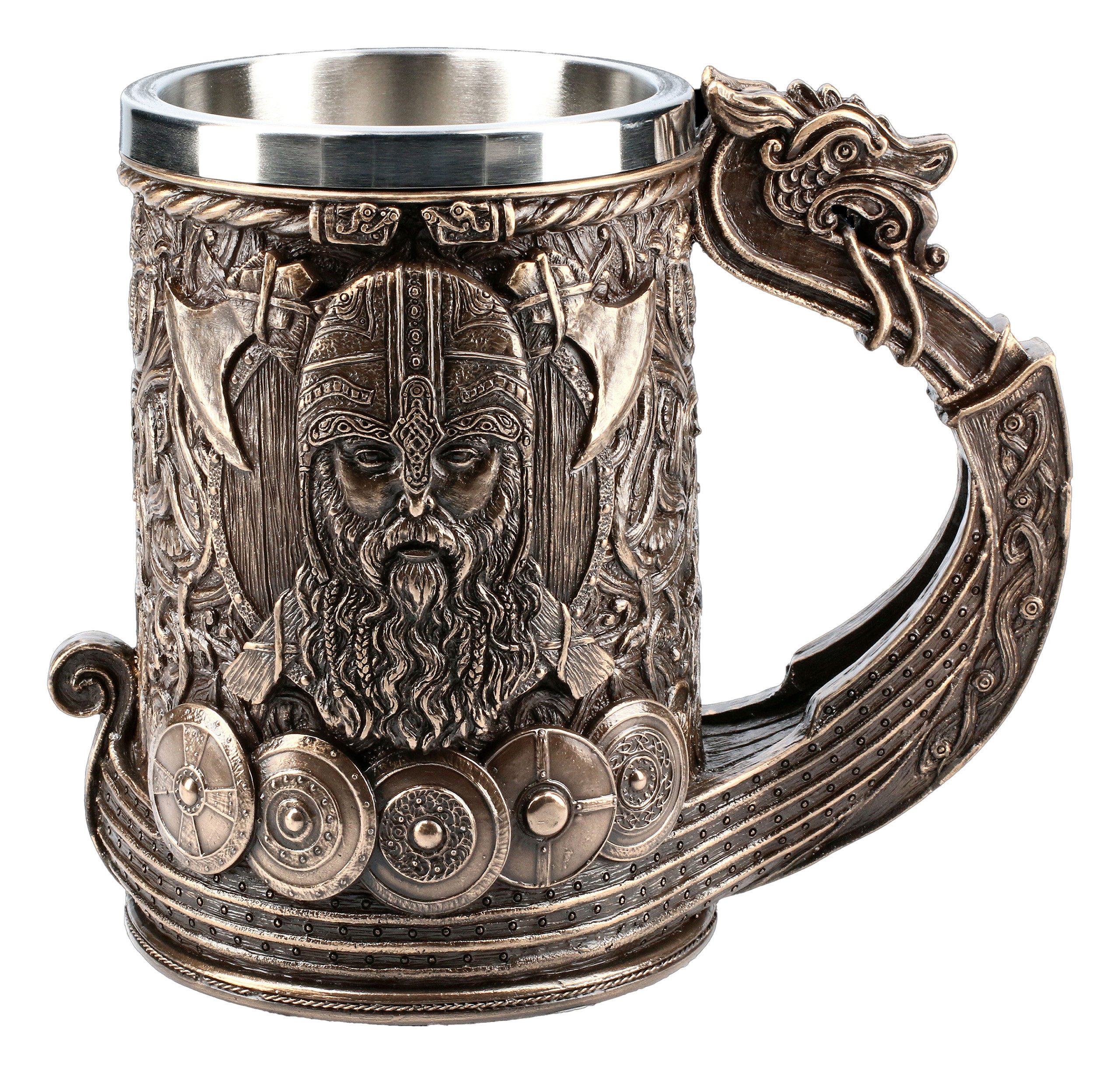 Bierkrug Wikinger Krug - Drakkar bronziert - Nemesis Now Mythologie