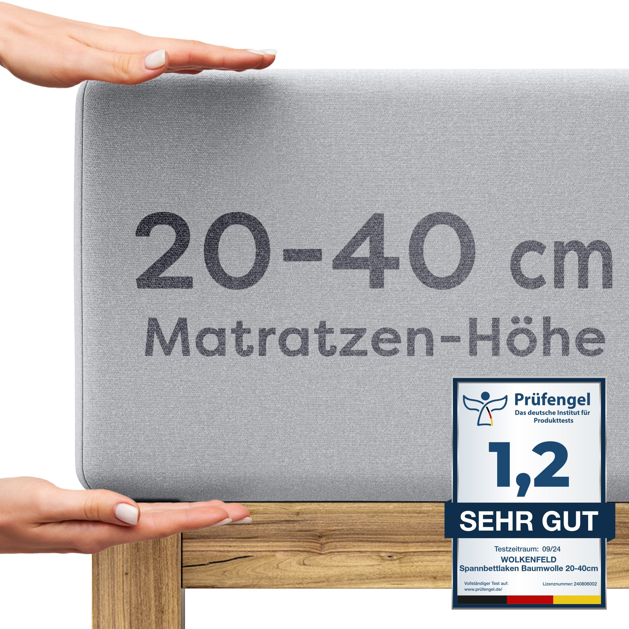 Wolkenfeld Spannbettlaken Boxspringbett Bettlaken - Spannbetttuch für Matratzen bis 40cm, Baumwolle, Gummizug: Starker & Flexibler Super-Stretch Gummizug für maximalen Halt, Elastisch & Rutschfest: 90x200, 140x200, 160x200, 180x200 & Übergrößen