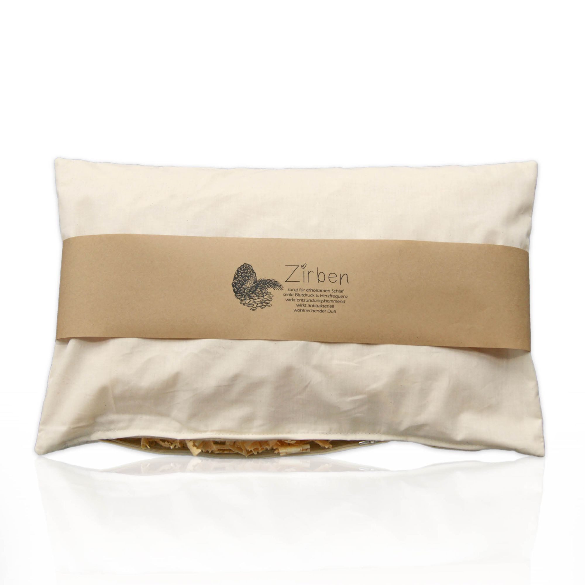 Lycce Kissenfüllung Zirbenkissen aus natürlicher Bio-Baumwolle mit Zirbenholz-Füllung