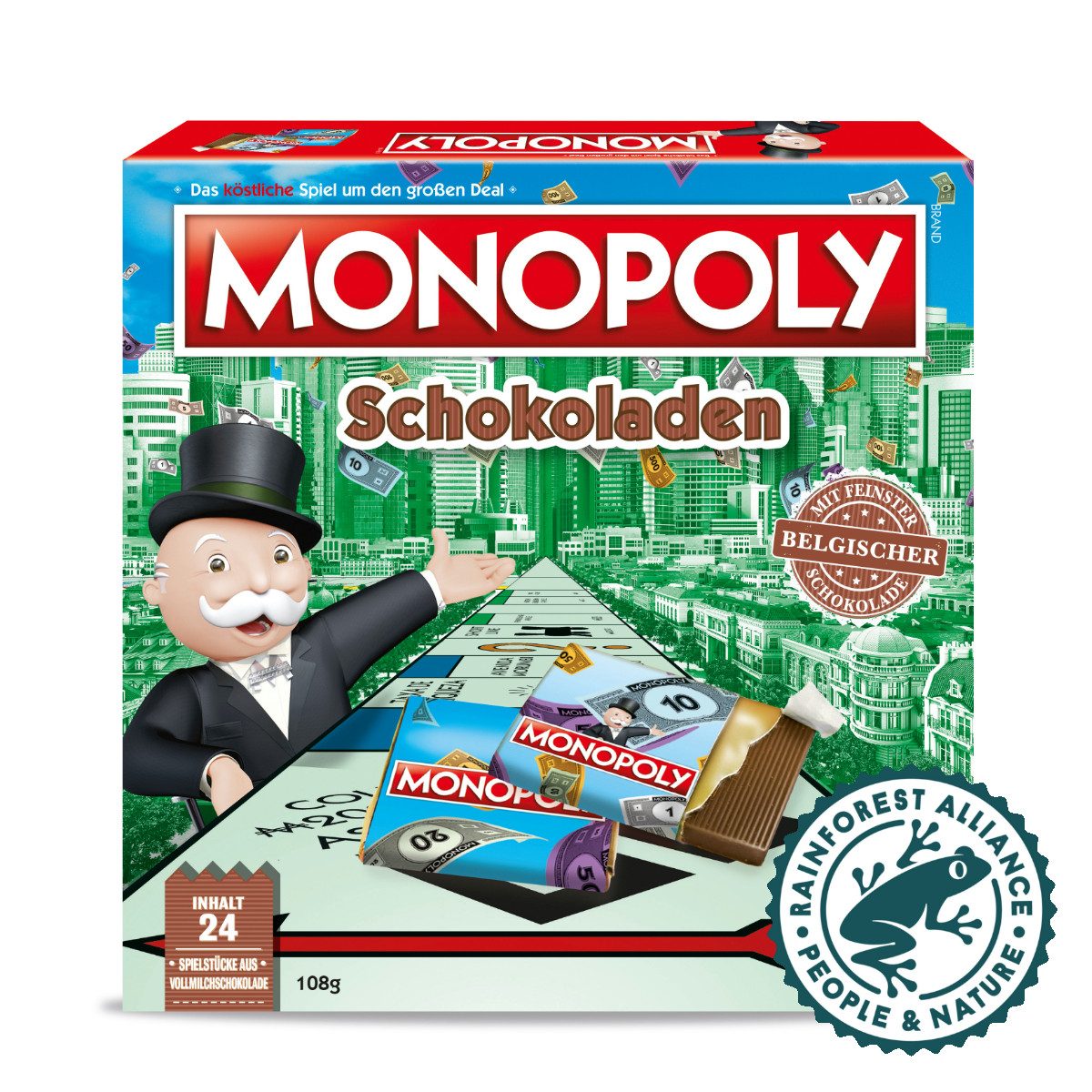 gamesformotion Schokolade, Monopoly Milch Schokoladenspiel Edition mit belgischer Schokolade 108g
