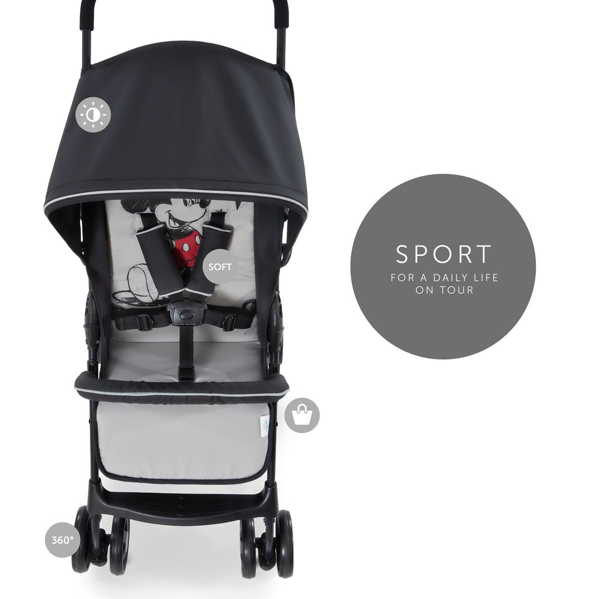 Hauck Kinder-Buggy Hauck Buggy Sport - Mickey Stars, leichter Reisebuggy 5,9 kg mit Liegefunktion - klein zusammenklappbar