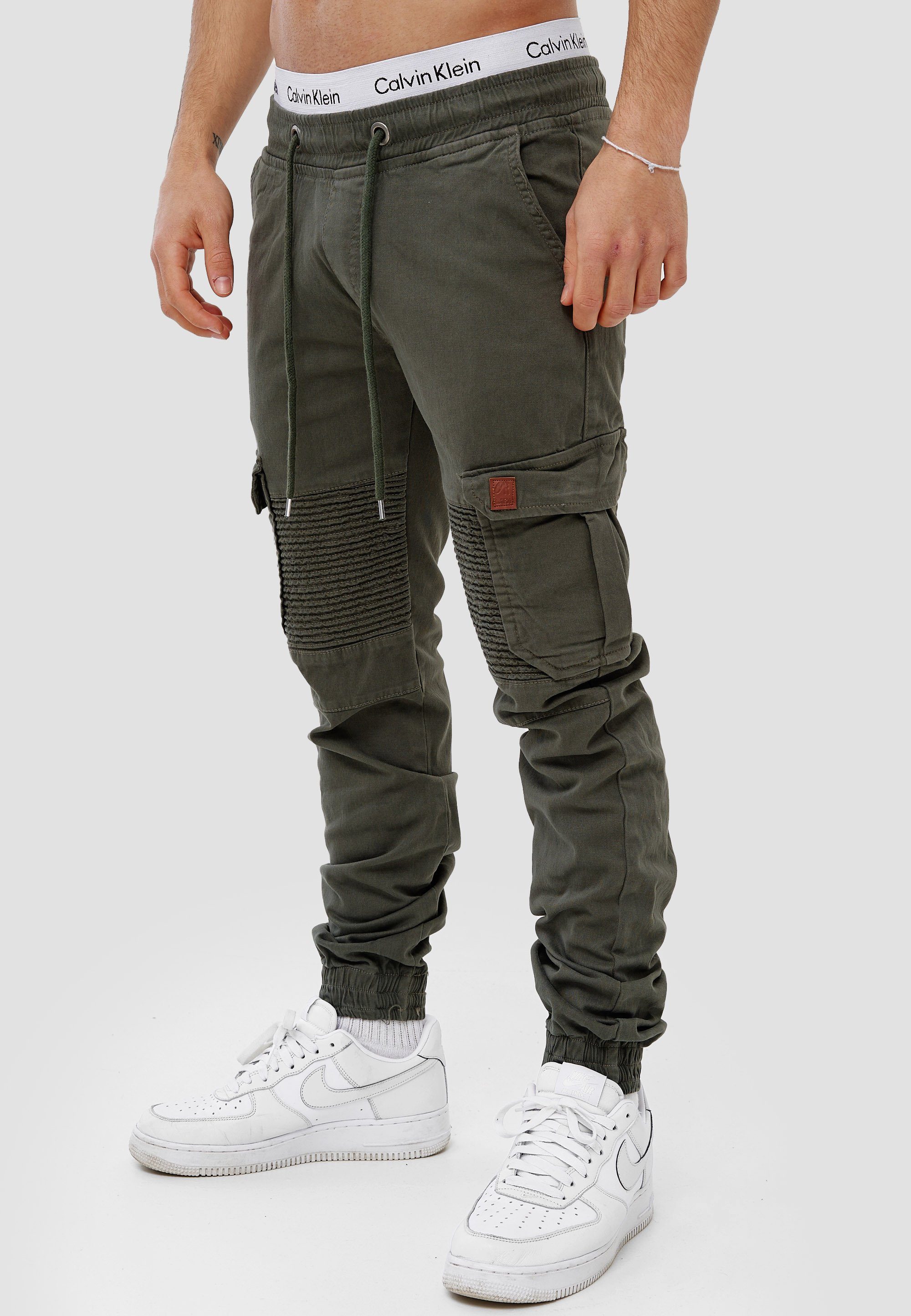 Casual Cargohose Khaki Freizeit 1-tlg) (Chino Streetwear, H-3414 Straight-Jeans OneRedox Business