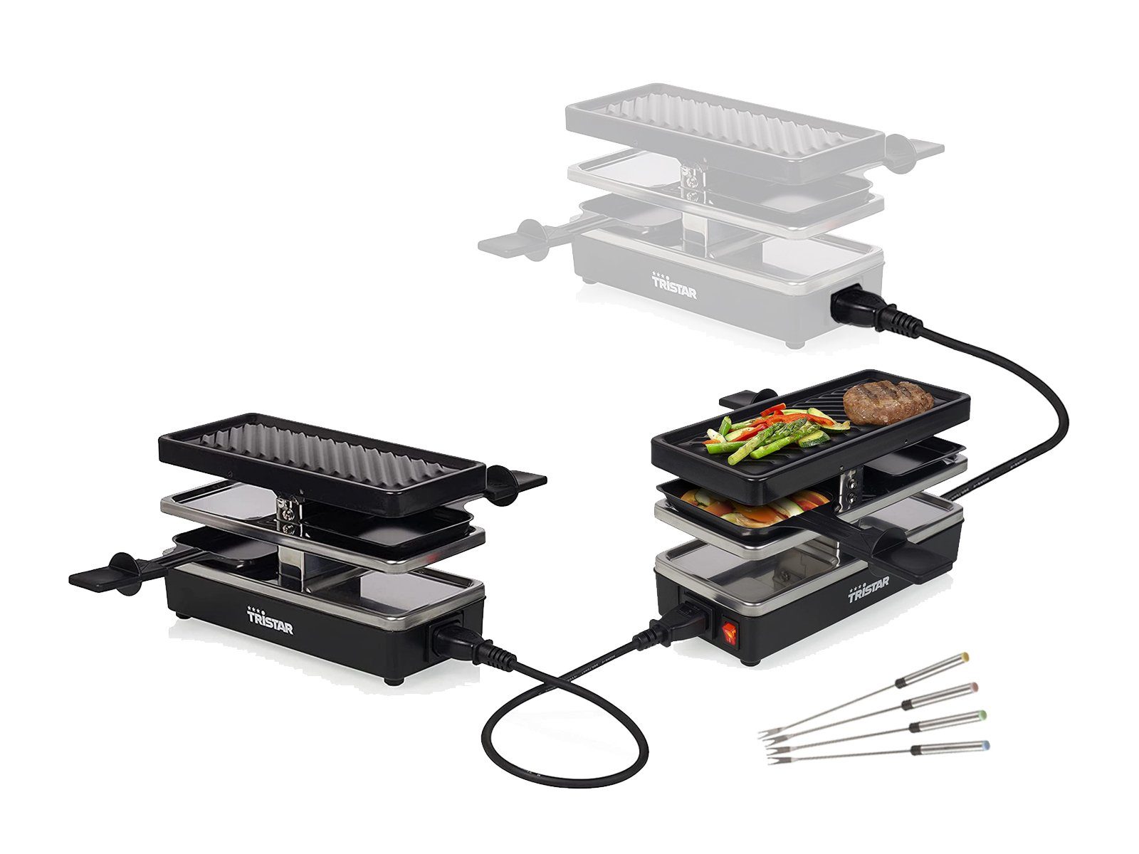 Tristar Raclette, Tischgrill Raclet Gerät für 4 Personen erweiterbar bis 6-8-10 Personen