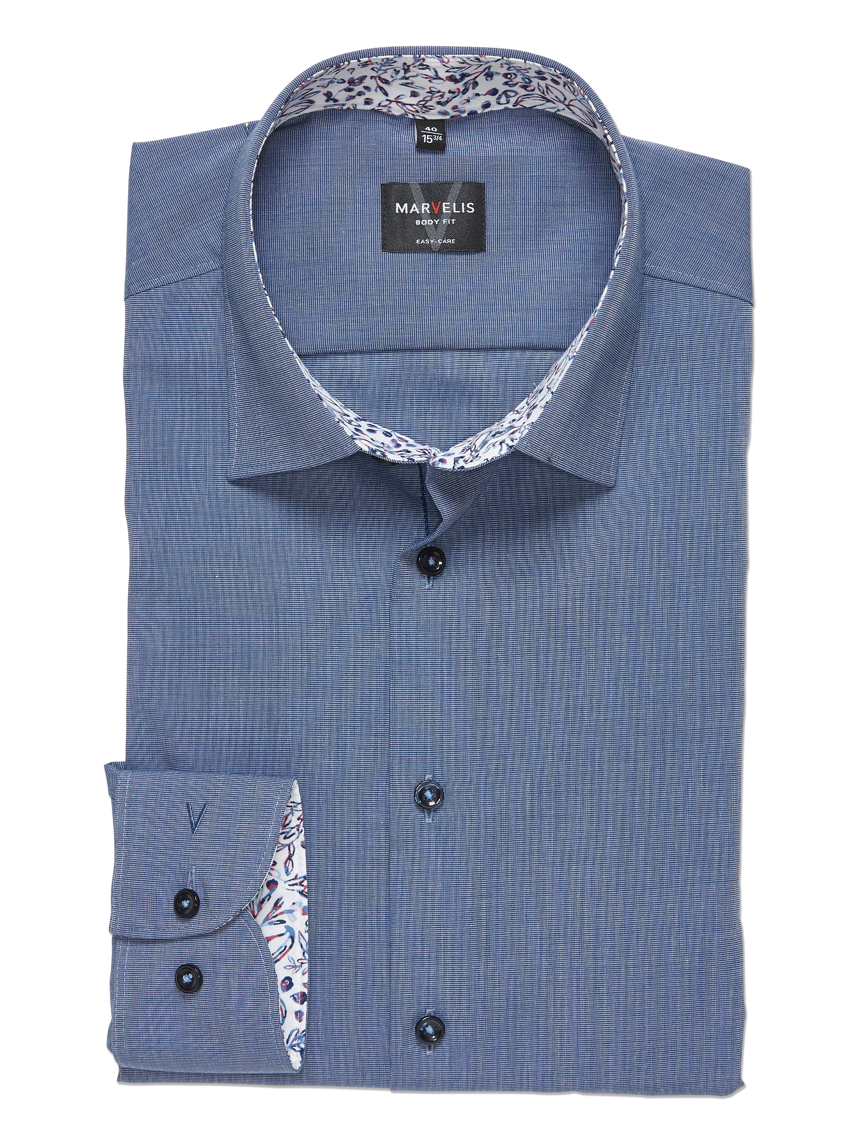 MARVELIS Langarmhemd Businesshemd, New York Kentkragen, bügelleicht