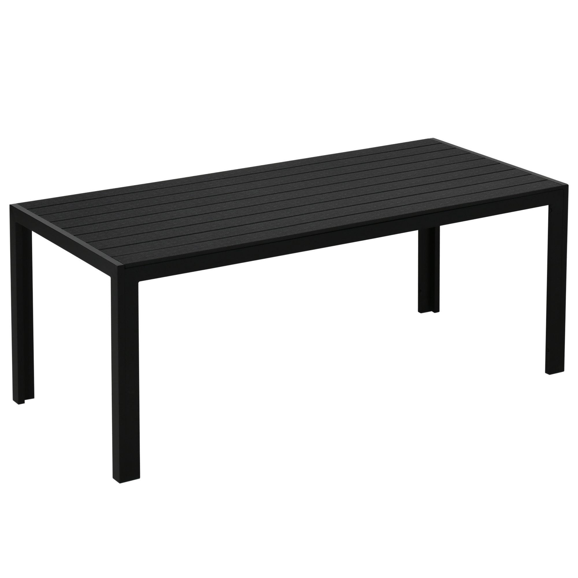 Outsunny Gartentisch Garten Esstisch Balkontisch aus Alu (Partytisch, 1-St., Terrassentisch), Polyholz, Schwarz, 190 x 84,5 x 72 cm