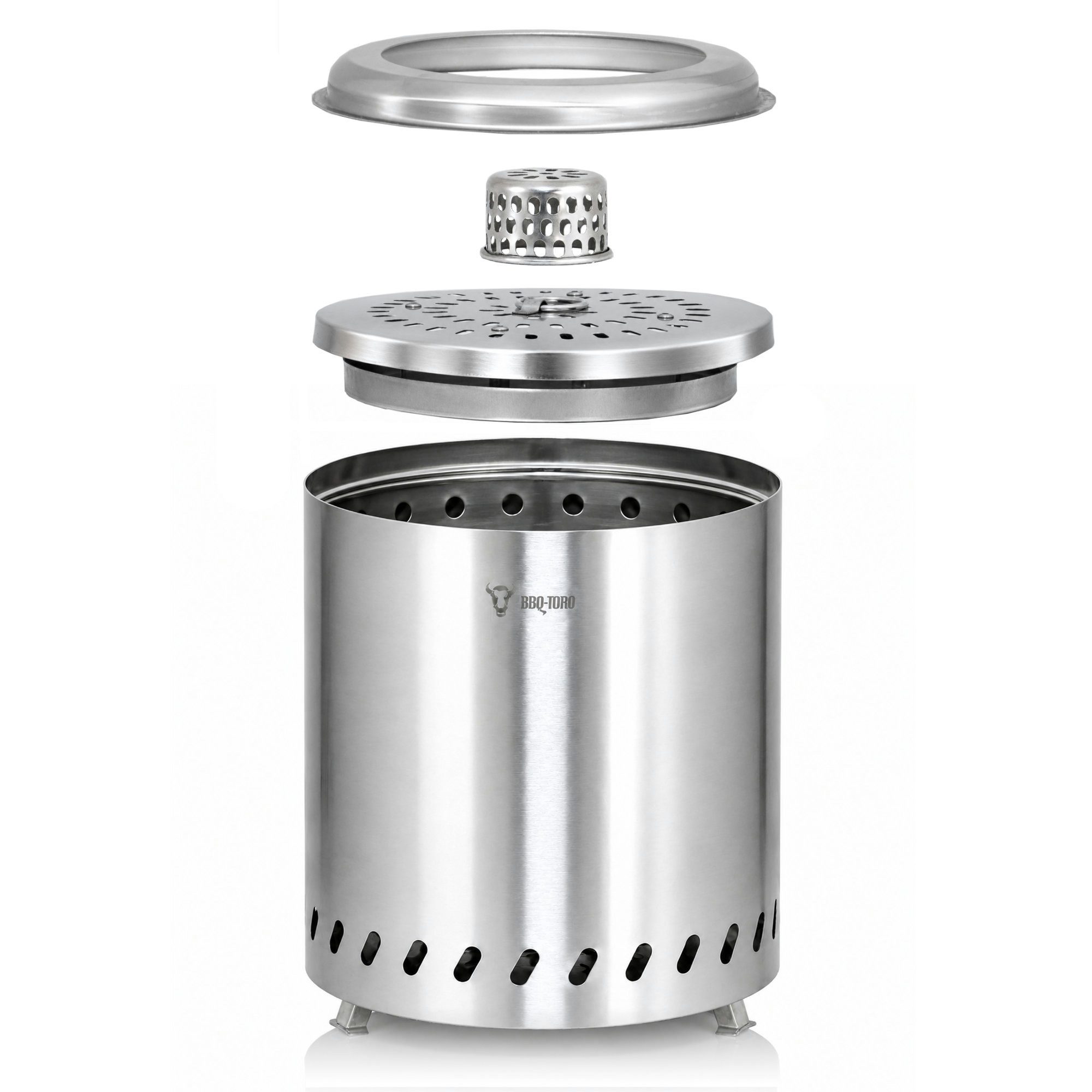 BBQ-Toro Feuerschale Edelstahl Feuerstelle raucharm, Silber, Ø 22 x (H) 25 cm, (BBQ-Toro Feuerstelle) – Bild 4 von 5