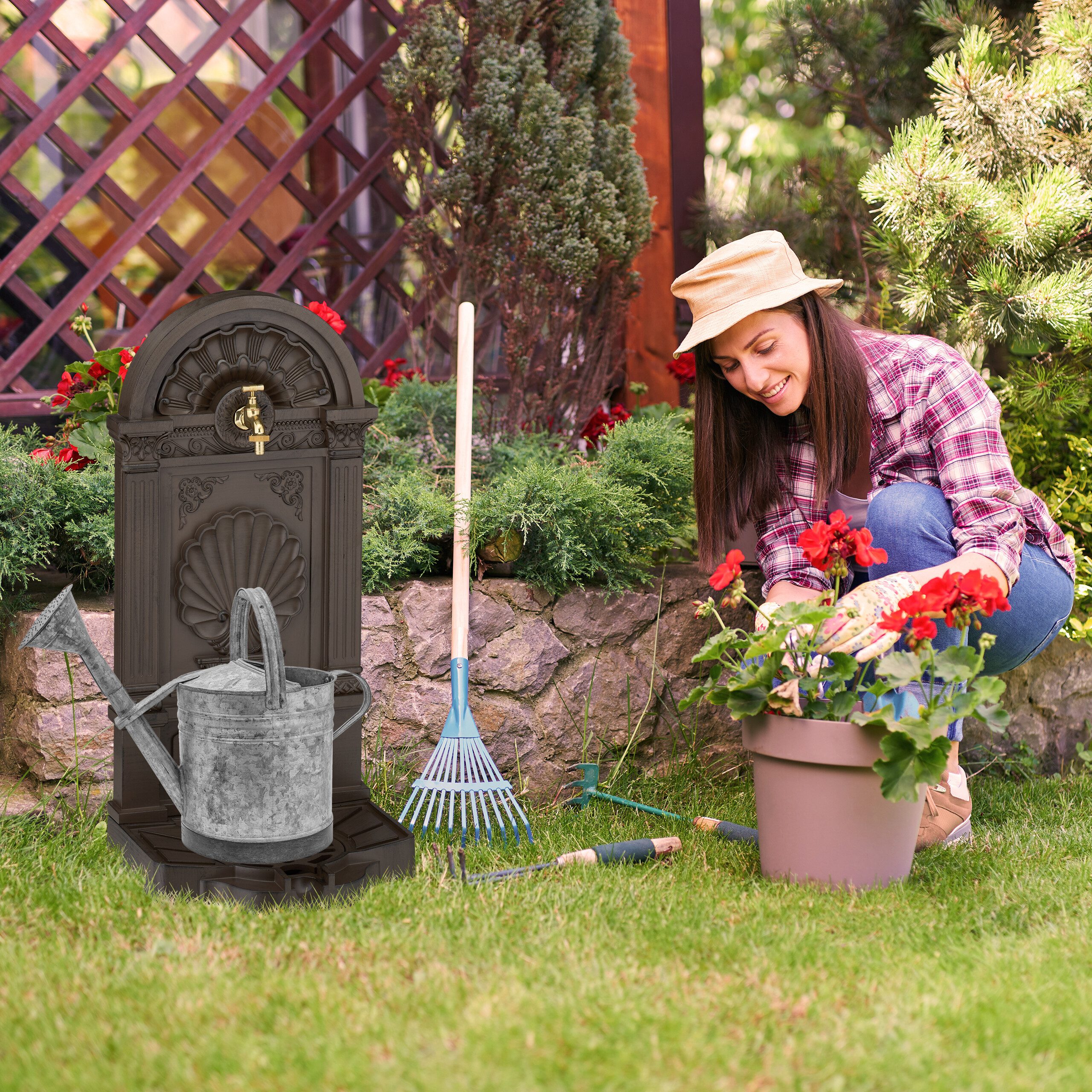 relaxdays Gartenbrunnen Standbrunnen Antik
