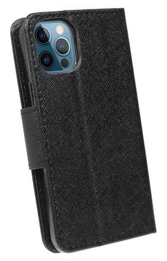 cofi1453 Handyhülle cofi1453® Buch Tasche "Fancy" für iPhone 12 Pro Max Handy Hülle Etui Brieftasche Schutzhülle mit Standfunktion, Kartenfach Schwarz