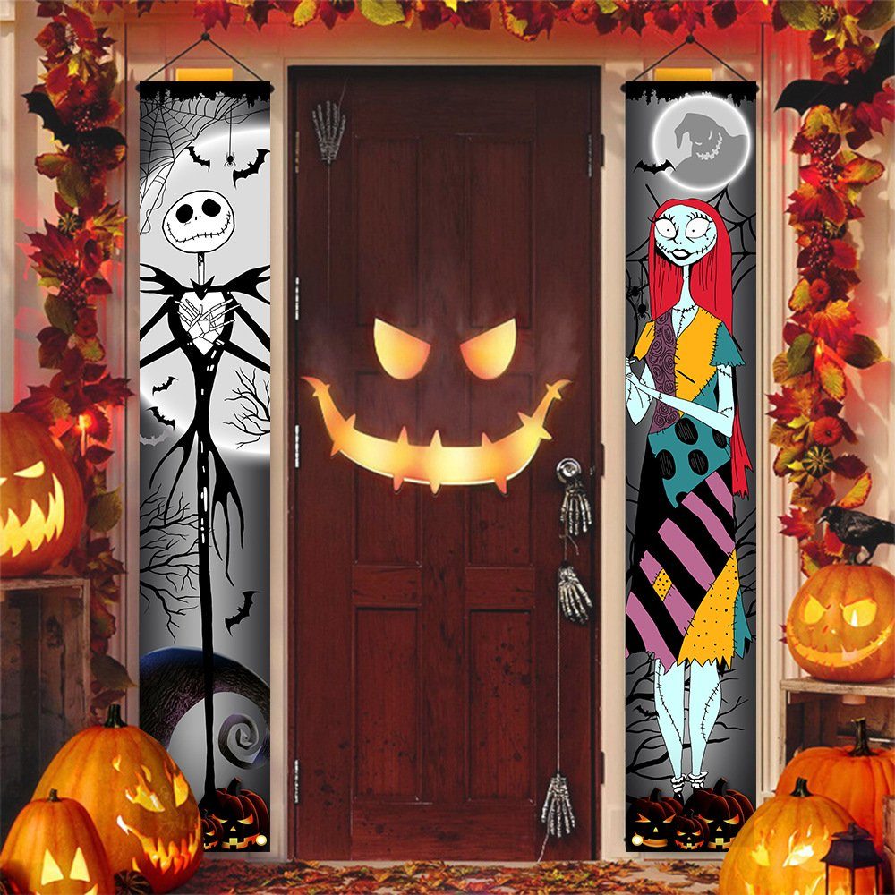 DÖRÖY Dekoobjekt Halloween Skelett Dekoration hängende Fahne,Party gruselig Tür hängend