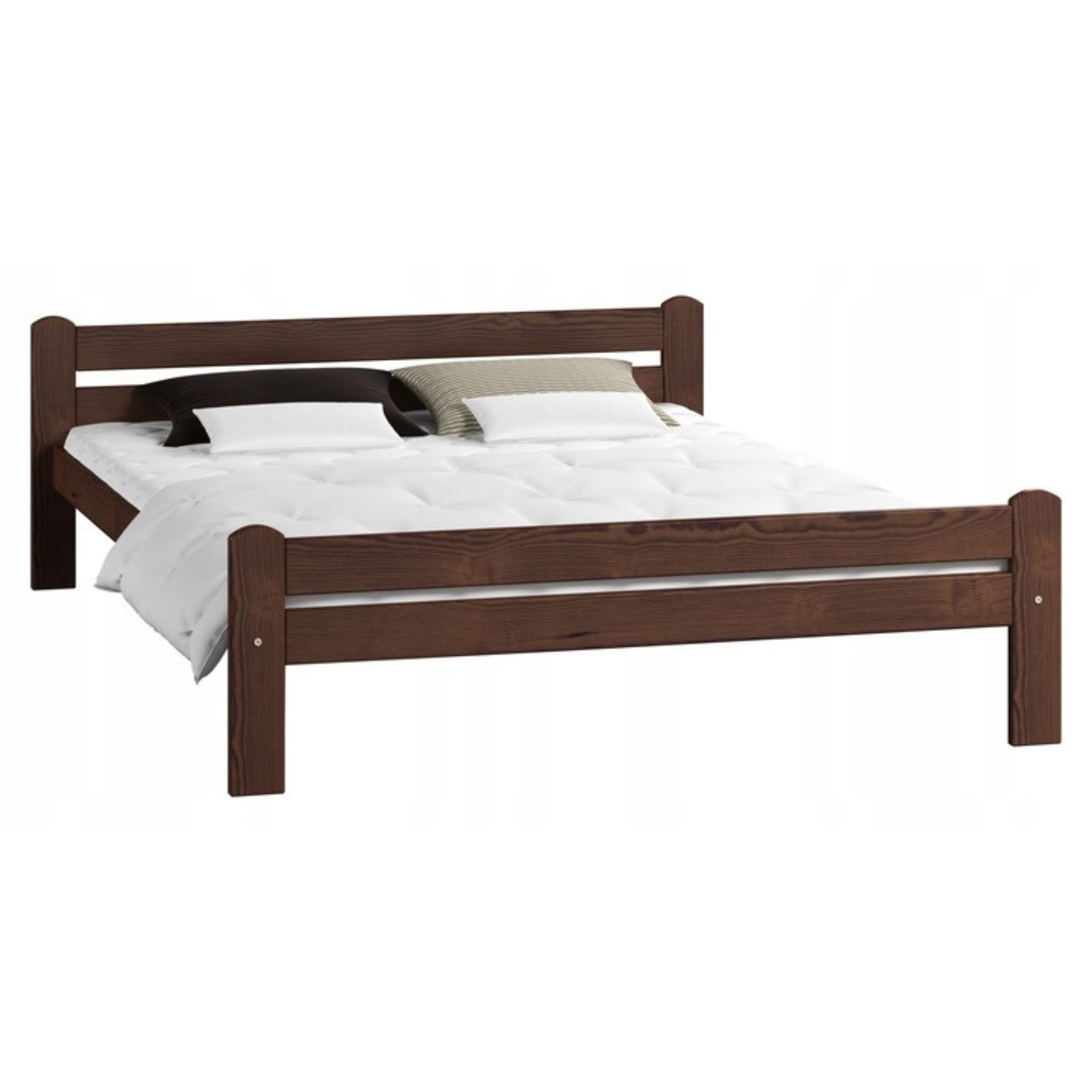 Home Collective Bettgestell Einzelbett Holzbett aus Massivholz Kiefer mit Lattenrost (mit abgerundeten Kanten & verstärkter Mittelstrebe), 205x172x58.5 cm, Waln – Bild 2 von 3