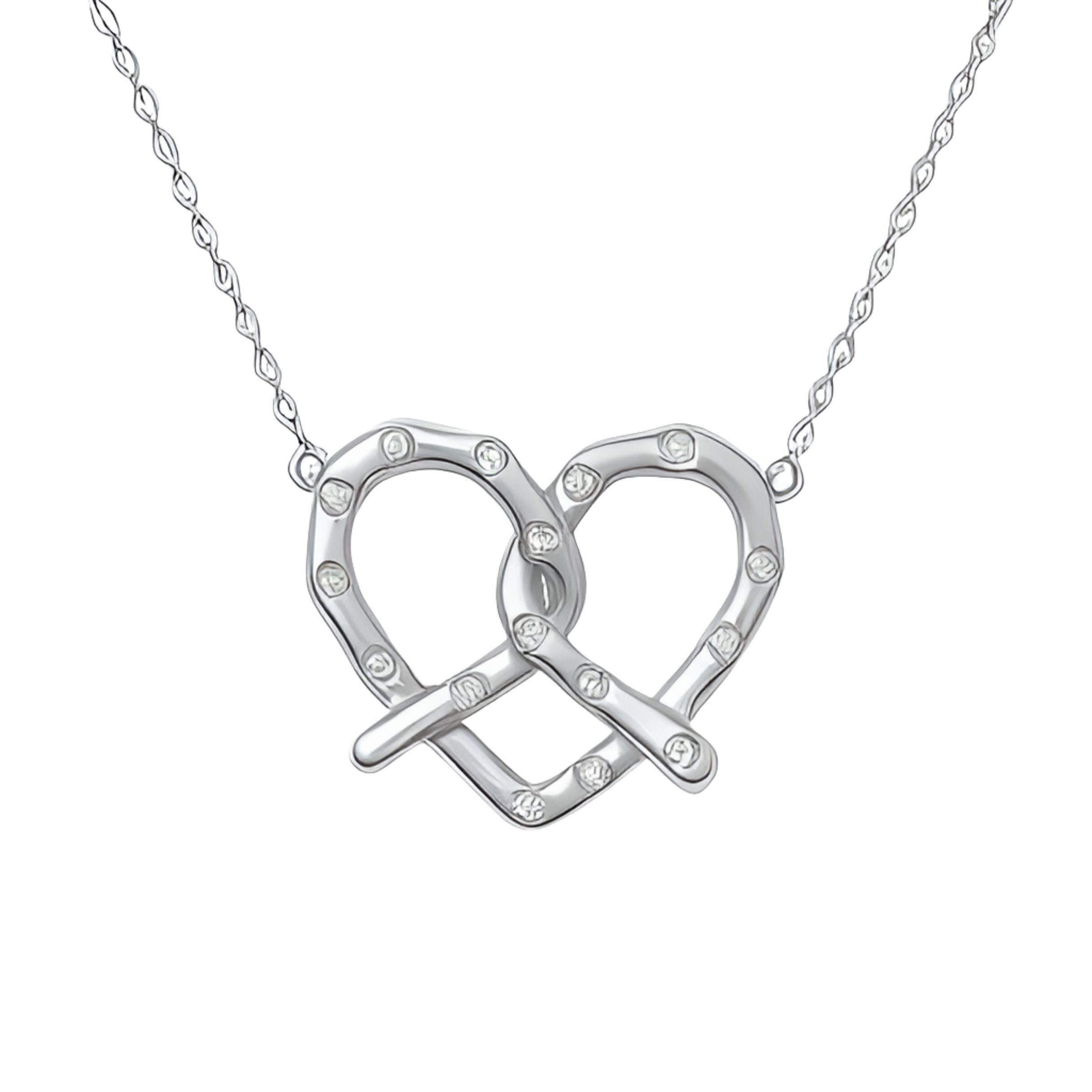 Kette mit Anhänger große Breze Herz Zirkon Breze Halskette, 925 Sterling Silber