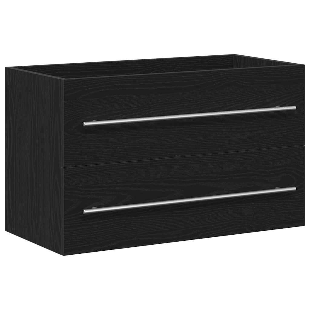 vidaXL Badezimmer-Set Waschbeckenunterschrank Eiche schwarz 80x38,5x48 günstig online kaufen