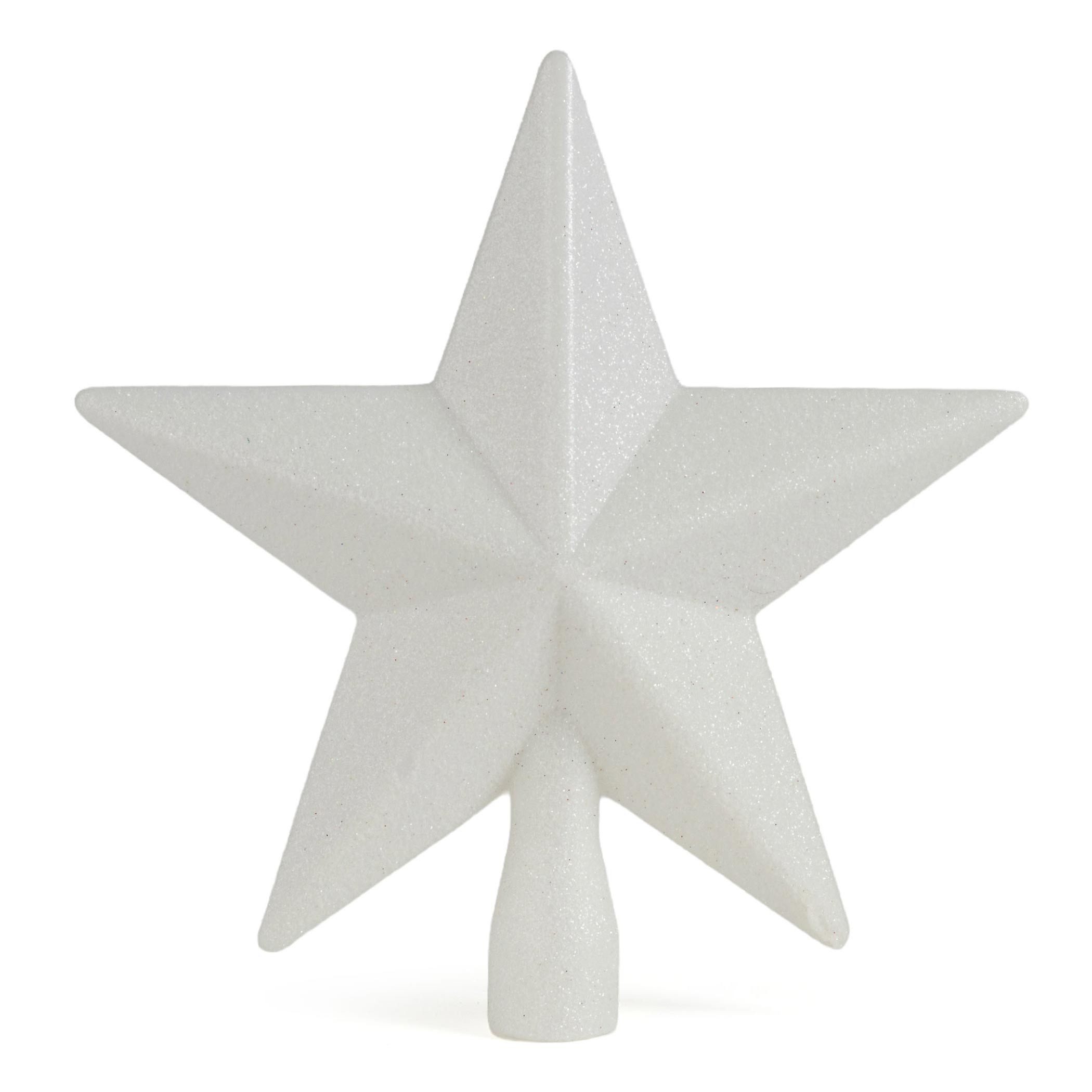 Spetebo Christbaumspitze Weihnachtsbaum Spitze 19 cm - Farbe: Weiß (1-tlg), glitzer