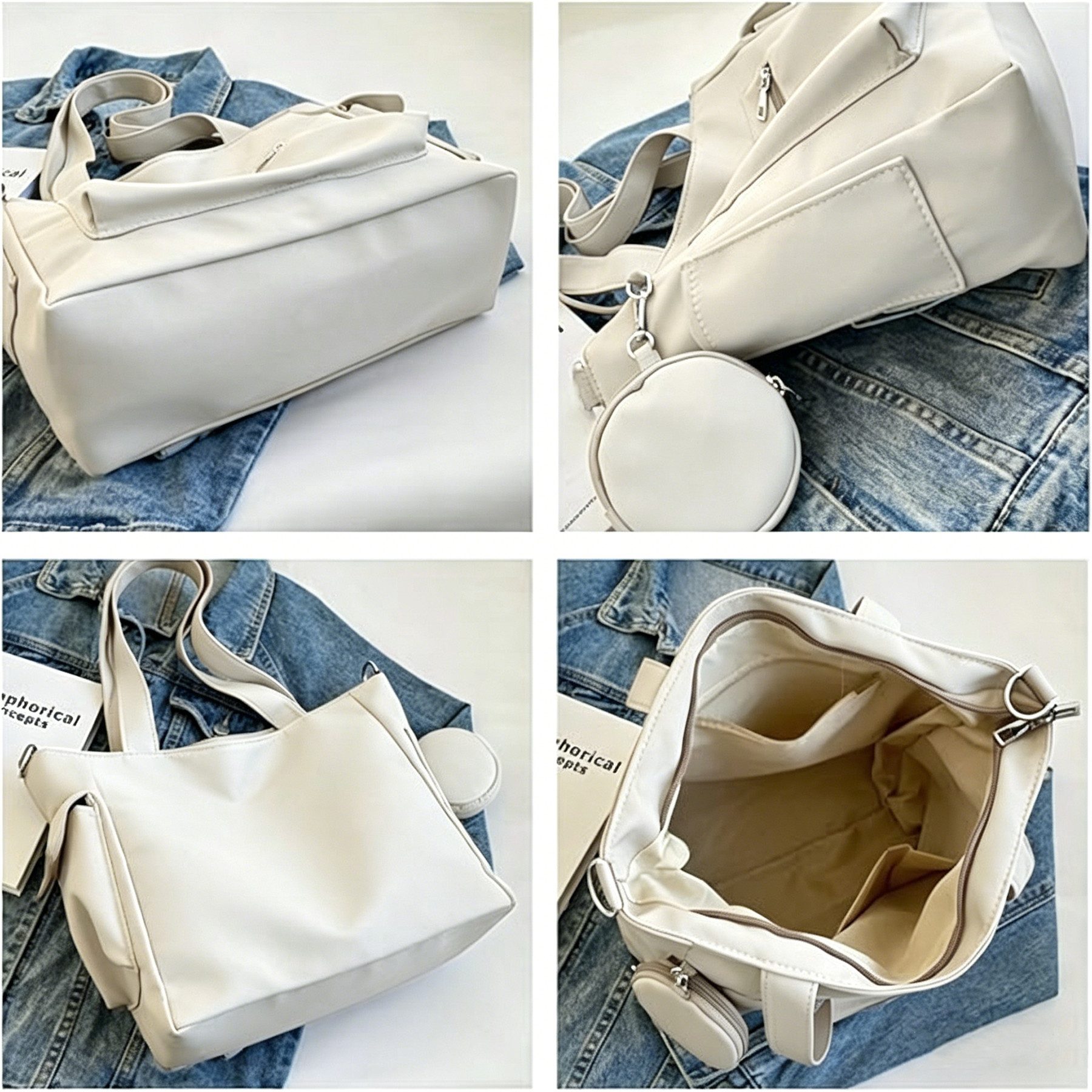 Mutig Umhängetasche Damen-Handtasche, Schultertasche, lässig, Canvas mit mehreren Taschen (Groß Umhängetasche, Einkaufstaschen mit Reißverschluss Innenfach, Tra – Bild 4 von 5