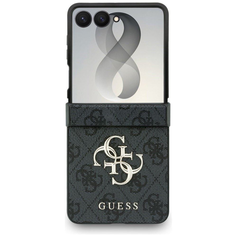 Guess Handyhülle Galaxy Z Flip 8 Case Kunstleder braun grau rosa Big Logo goldfarben 6,9 Zoll, Kantenschutz – Bild 2 von 5