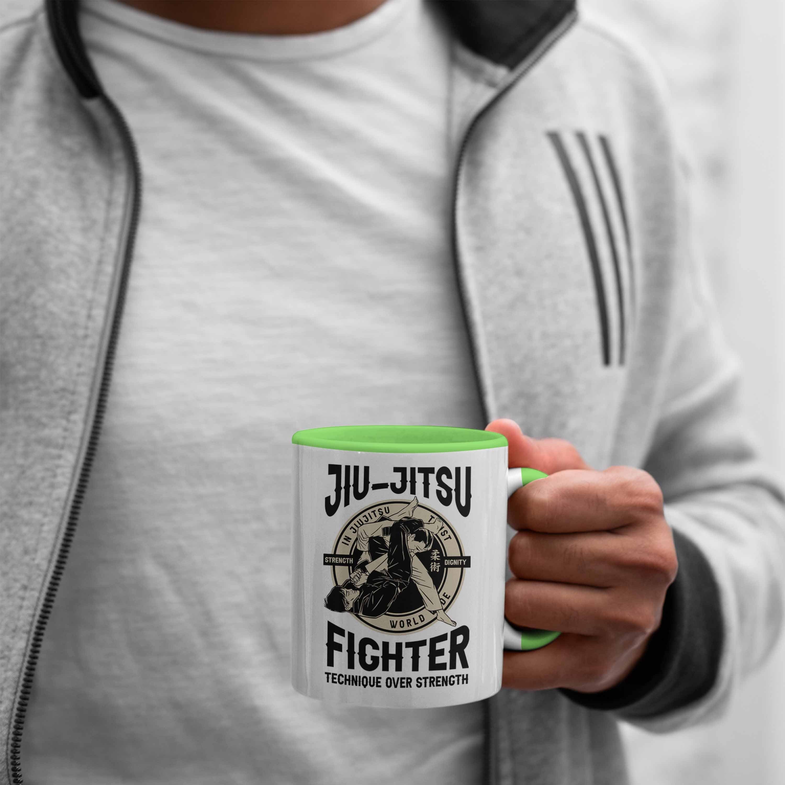 Jitsu Geschenk Tasse Grün Jiu Kampfsportler Tasse Trendation Geschenkidee für Technik über