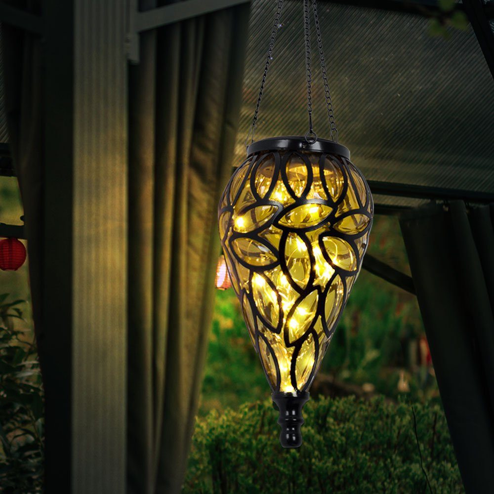 GLOBO LIGHTING LED Solarleuchte, LED-Leuchtmittel fest verbaut, Warmweiß, Solarlampen für Außen hängend Gartendeko für draußen Hängeleuchte