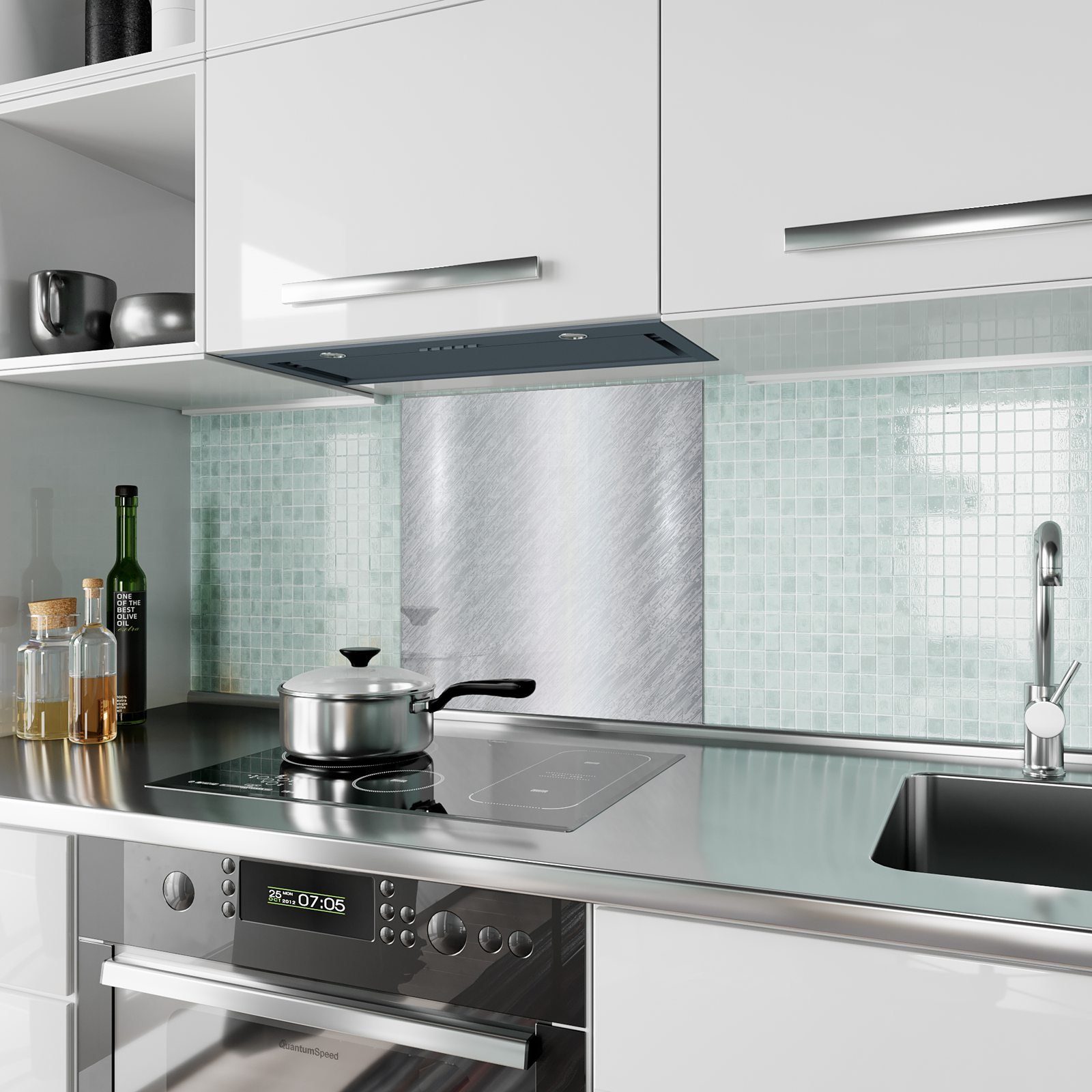 Motiv Metall Spritzschutz Glas mit Küchenrückwand Reines Primedeco Küchenrückwand