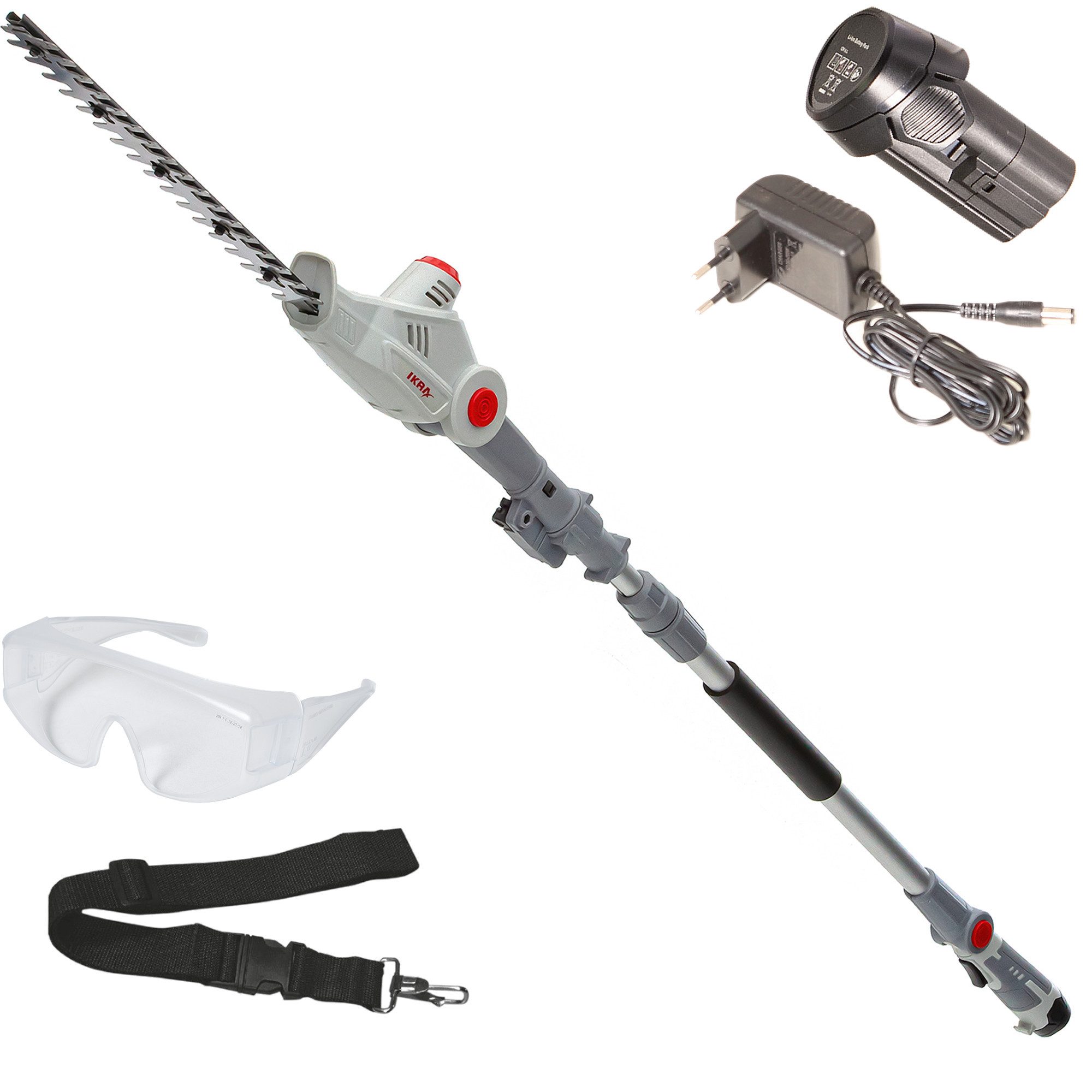 ikra GmbH Teleskop-Heckenschere IATHS 1241, bis 3,50 m Arbeitshöhe, 12 V, Teleskopstiel 1,80–2,35m, Winkelverstellung bis 135°
