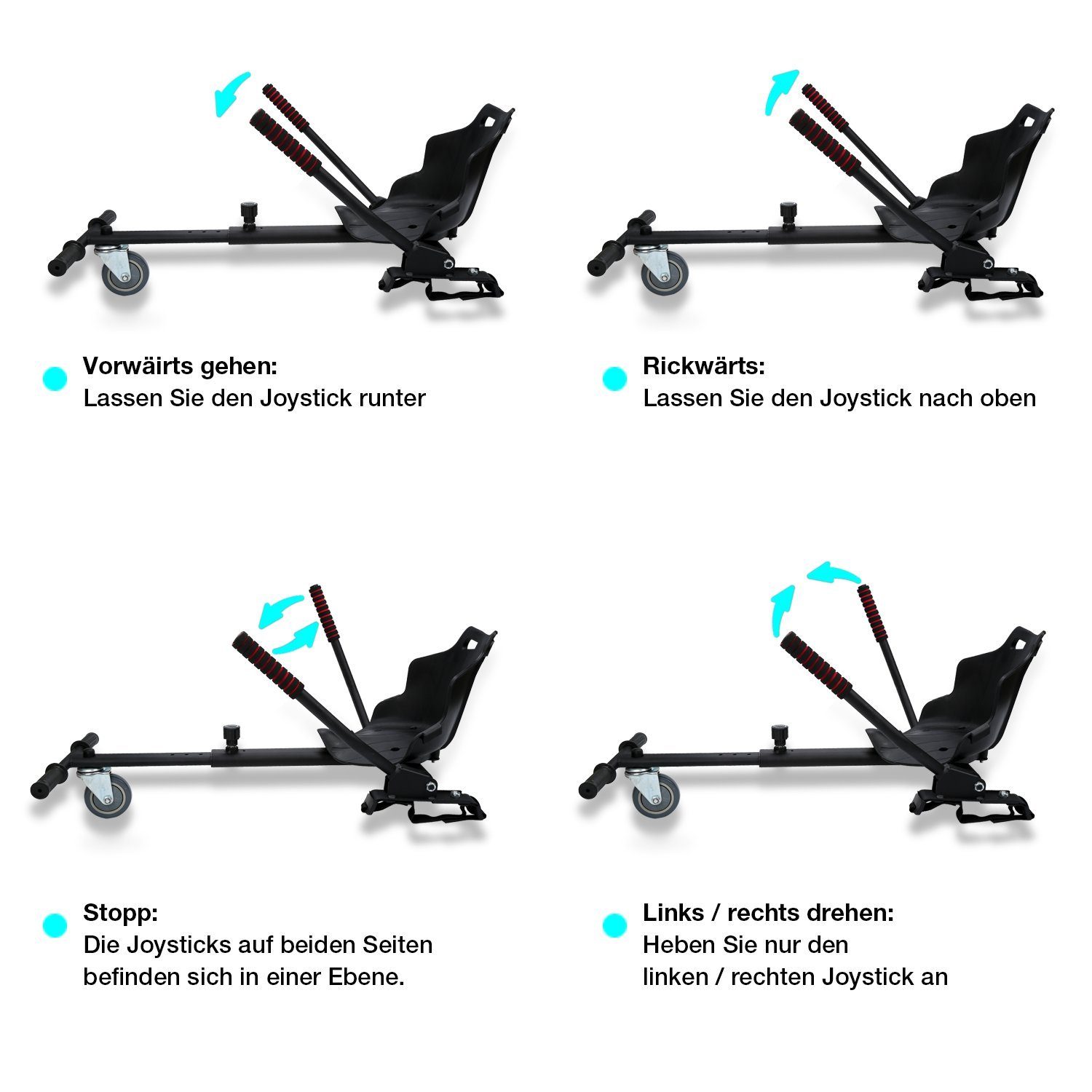 Clanmacy Balance Scooter Kart Hoverkart für Hoverboard Schwarz Sitzscooter Hoverseat